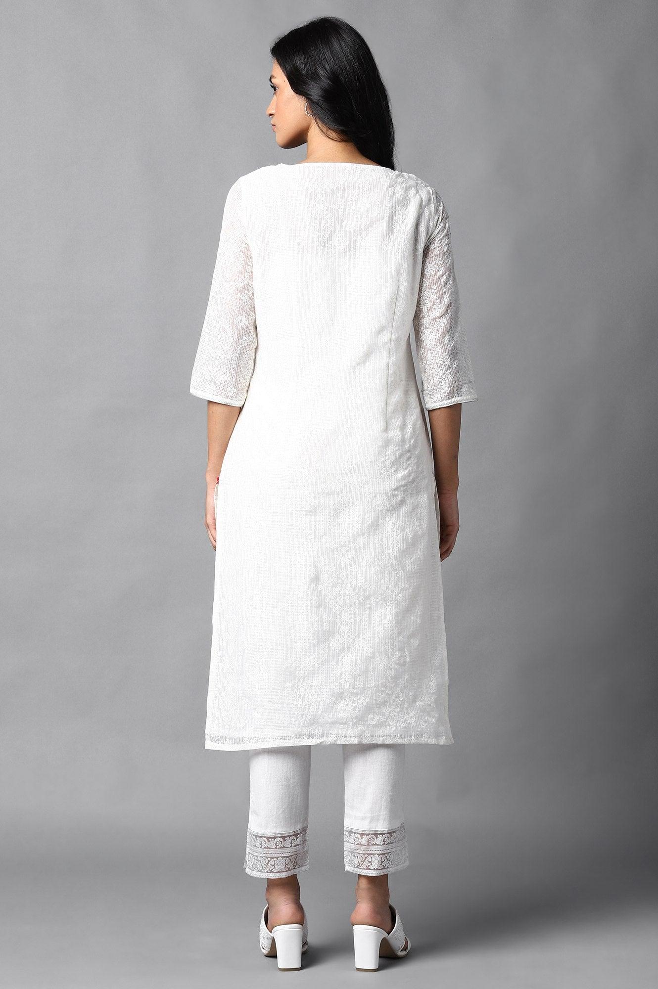 Ecru Kota Printed kurta - Image 2