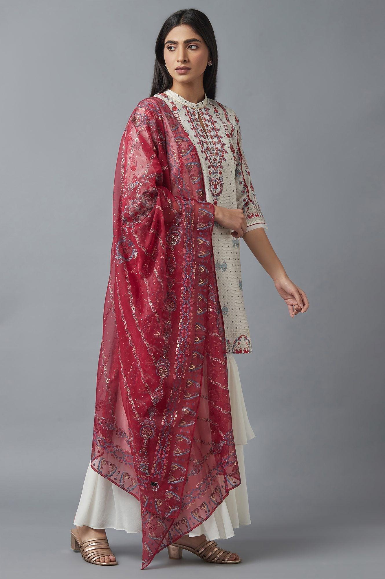 Ecru kurta, Sharara and Dupatta Set - Image 4