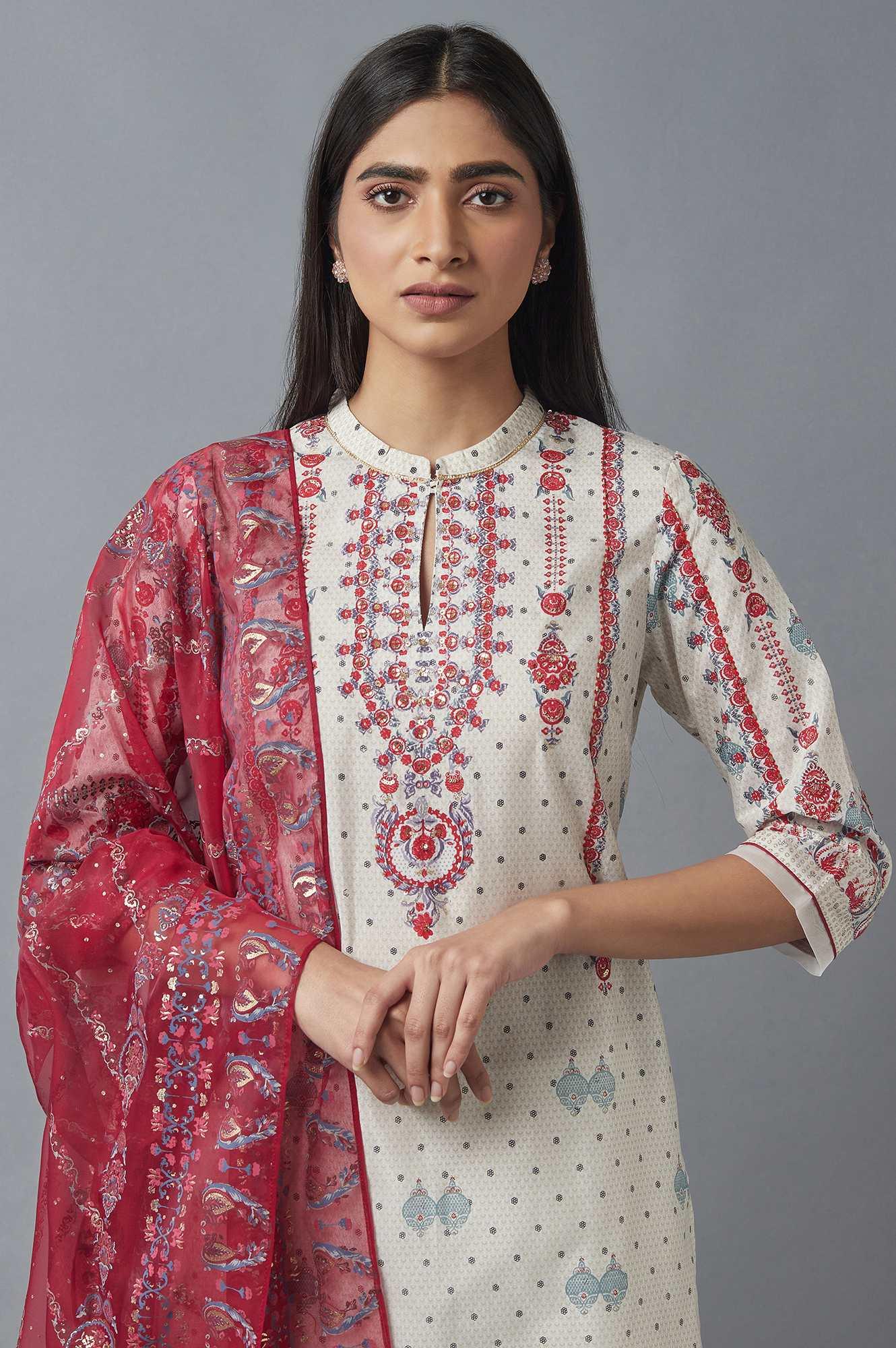 Ecru kurta, Sharara and Dupatta Set - Image 5