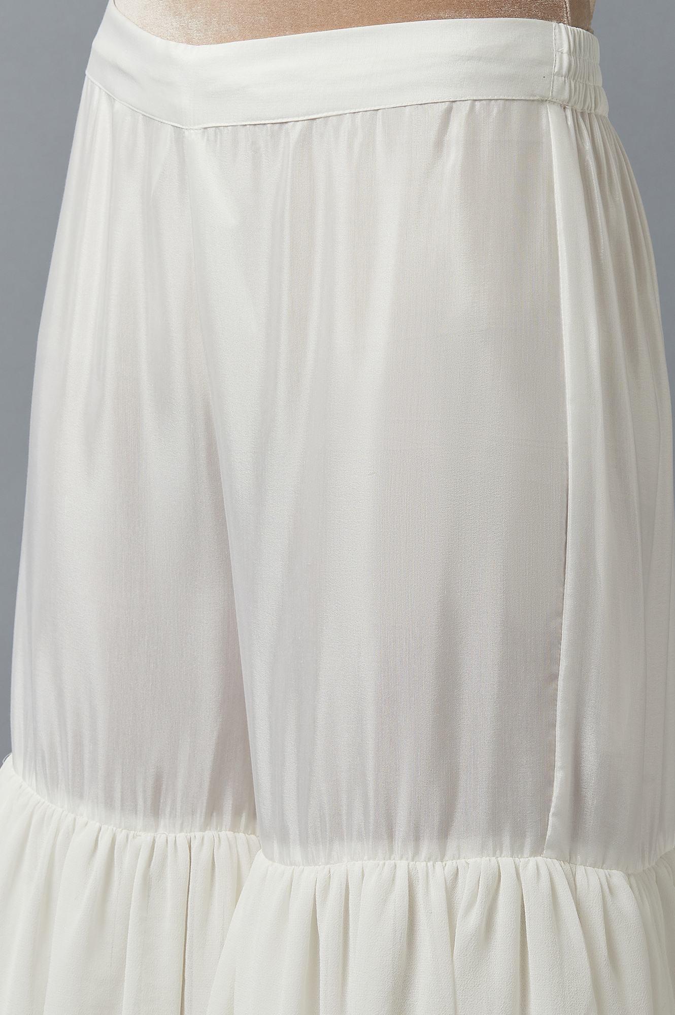 Ecru kurta, Sharara and Dupatta Set - Image 6