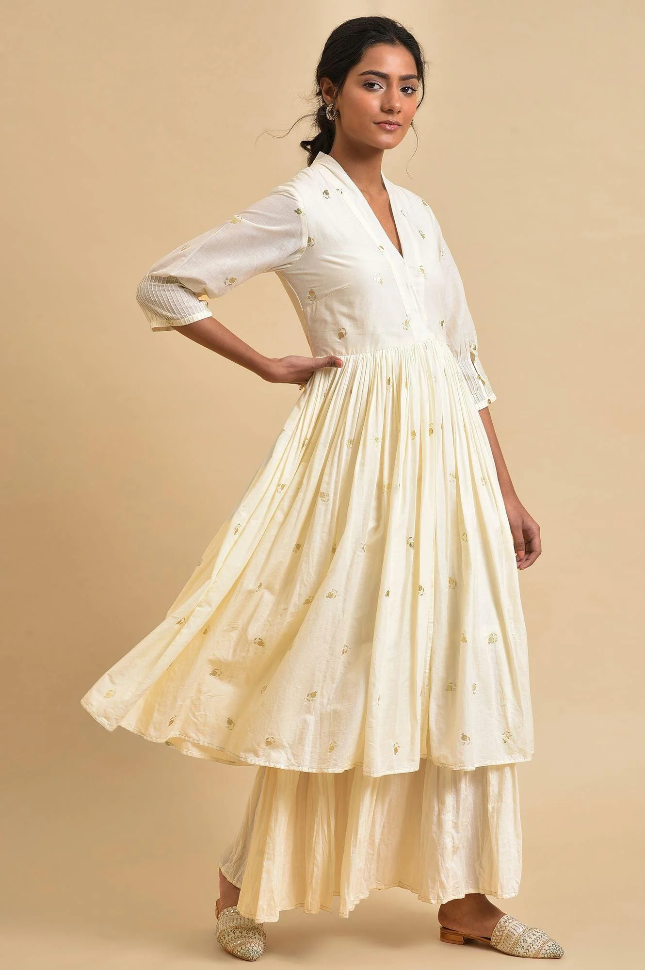 Ecru Mock Layered Dress - Image 4