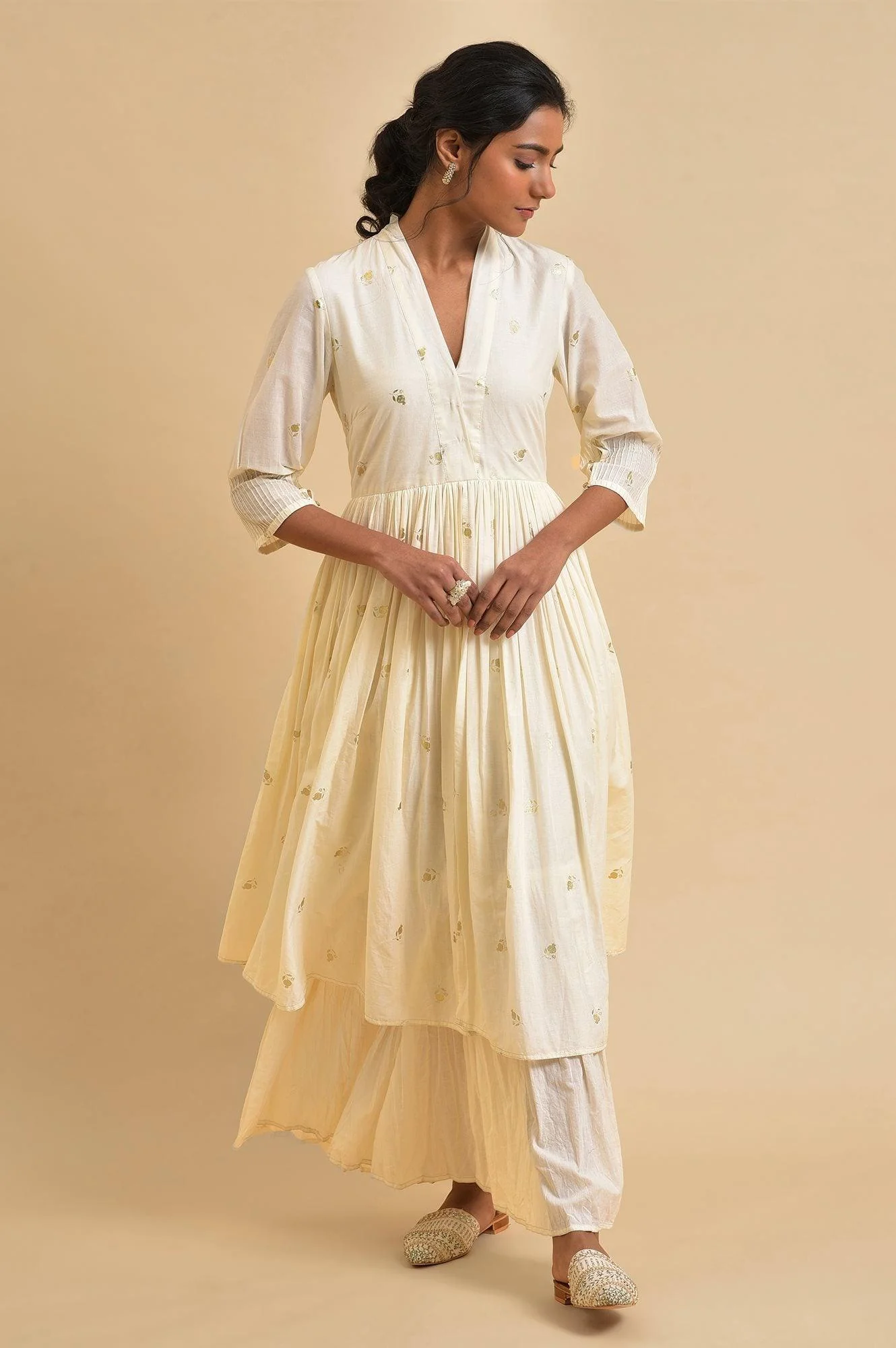 Ecru Mock Layered Dress - Image 6