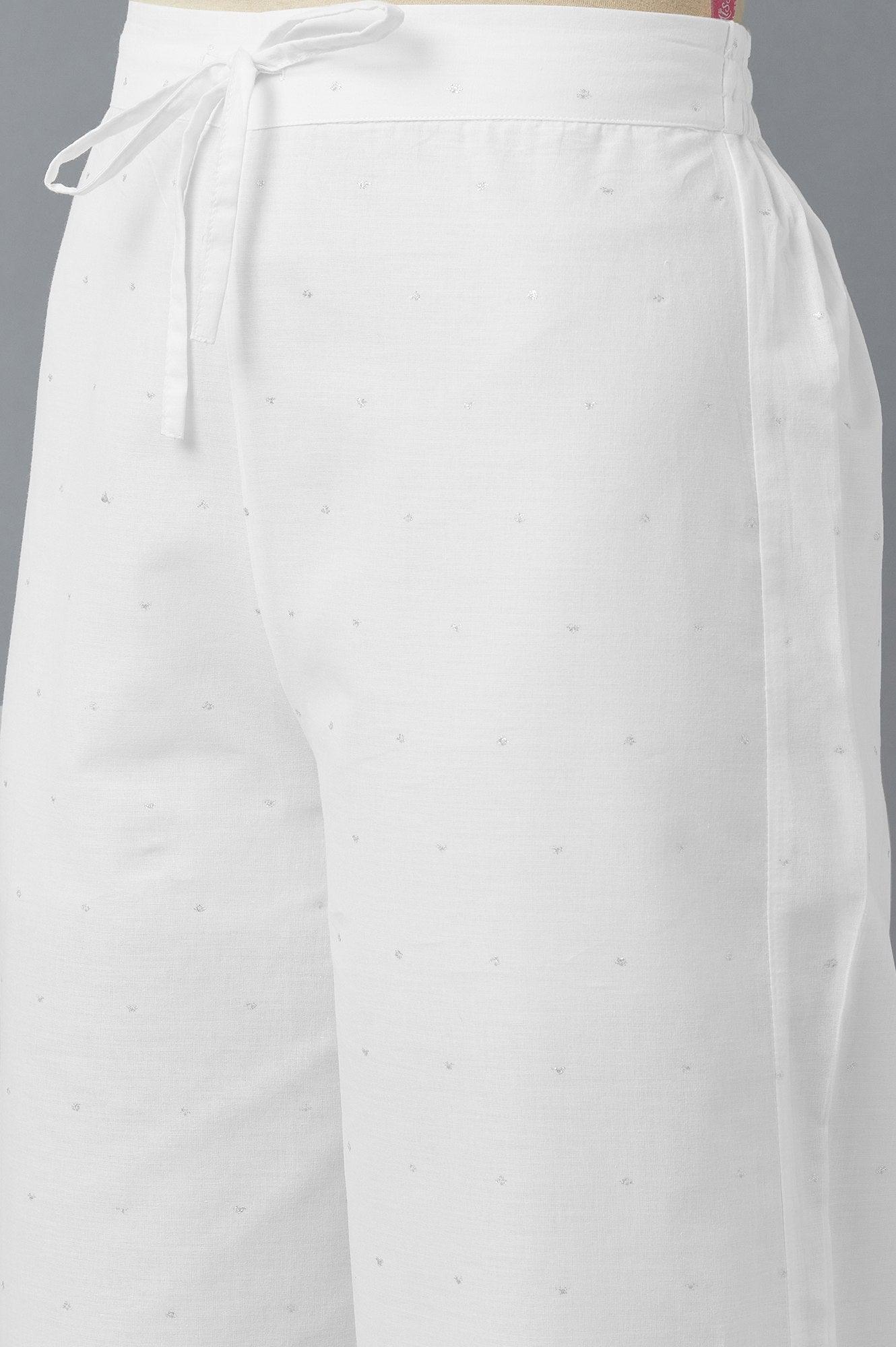 Ecru Parallel Pants with Embroidered Organza Panel - Image 6