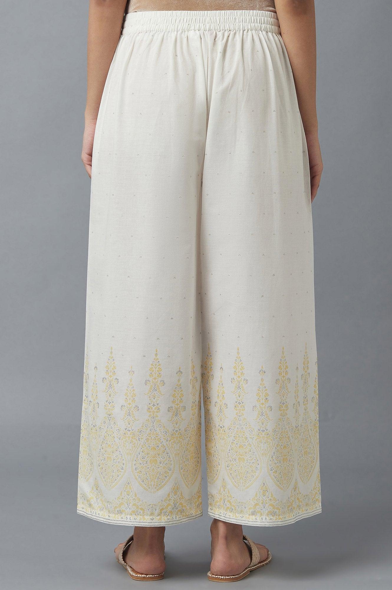 Ecru Parallel Pants with Yellow Prints - Image 2