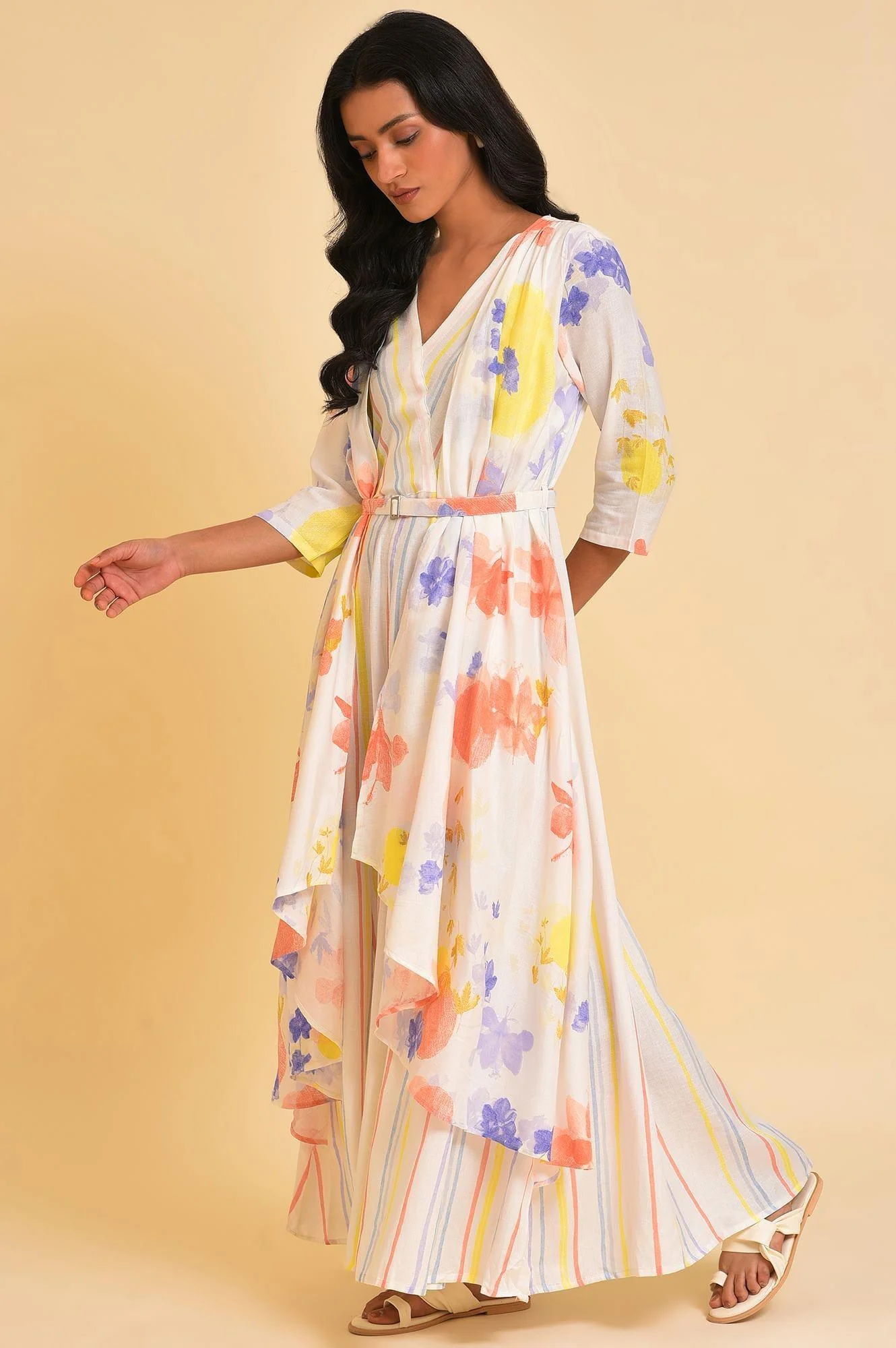 Ecru Print Mix Jumpsuit - Image 3