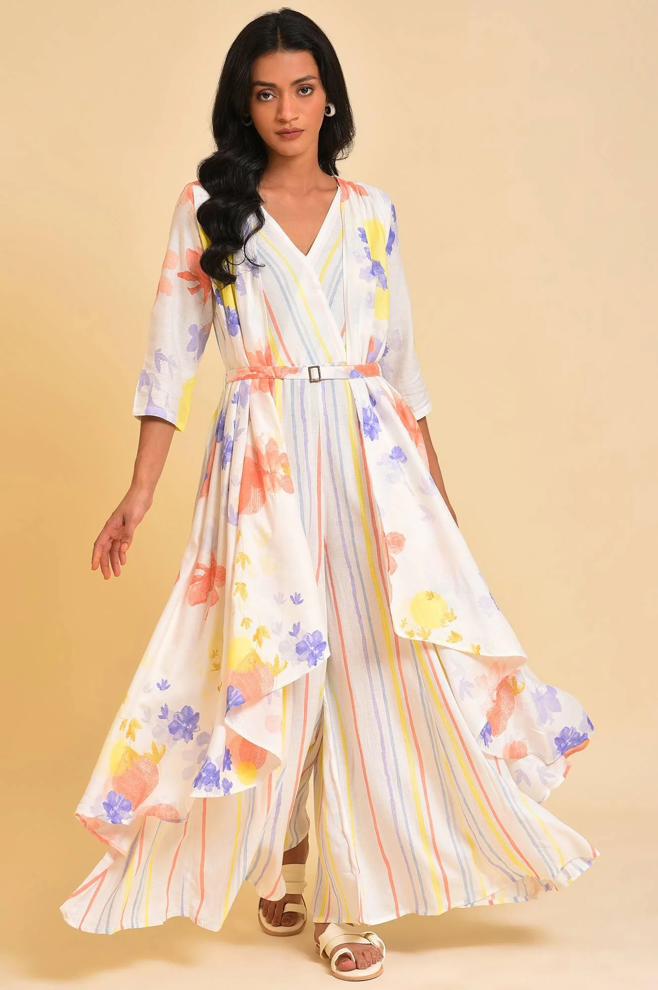 Ecru Print Mix Jumpsuit - Image 6