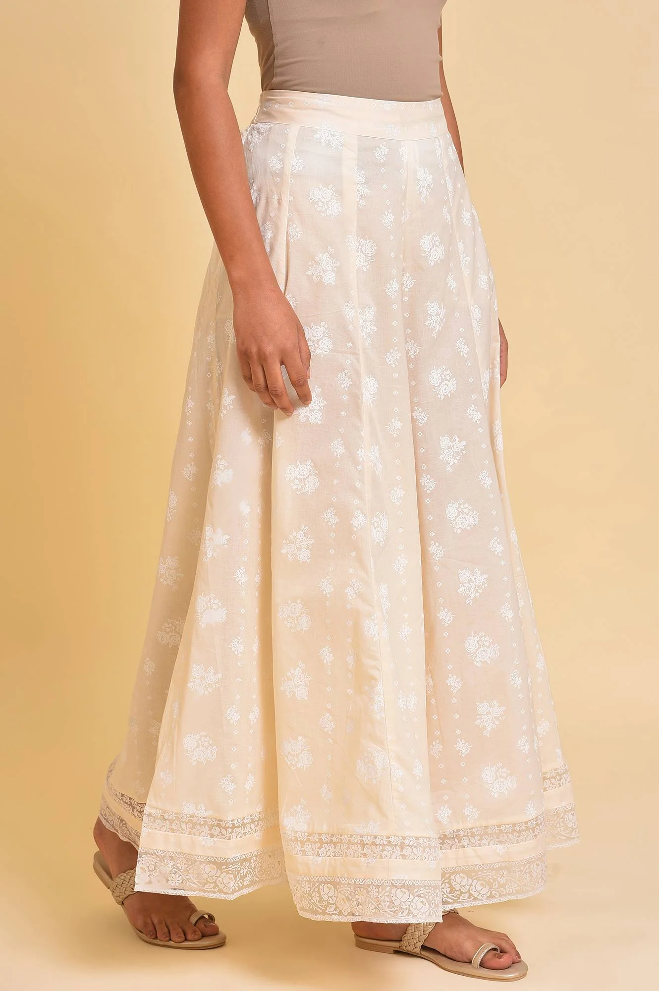 Ecru Printed Festive Culottes - Image 4
