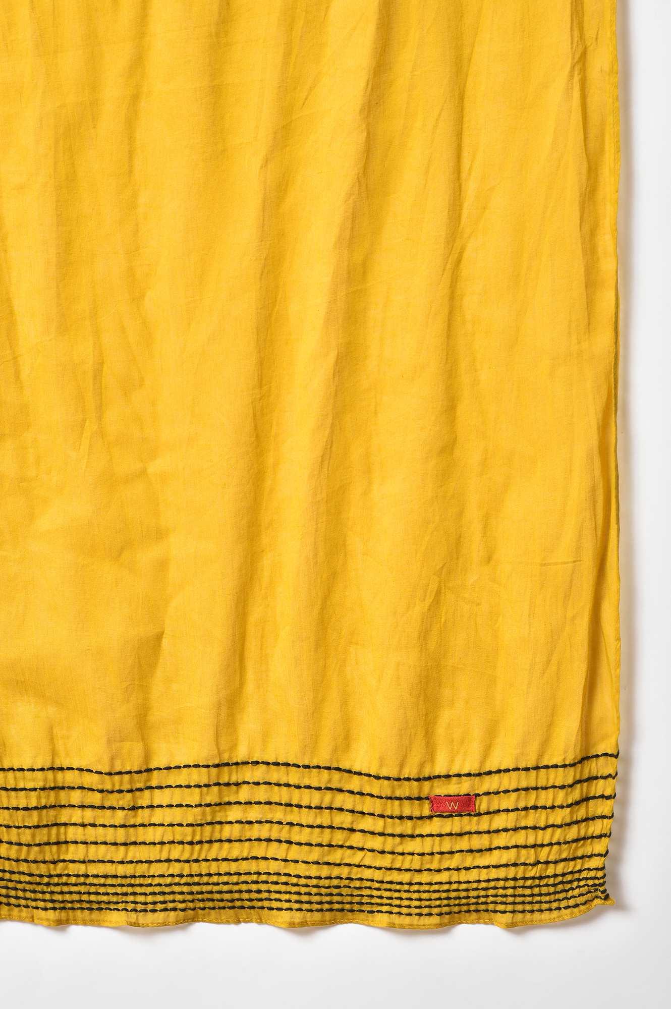 Ecru Printed Shirt kurta With Yellow Straight Pants - Image 8