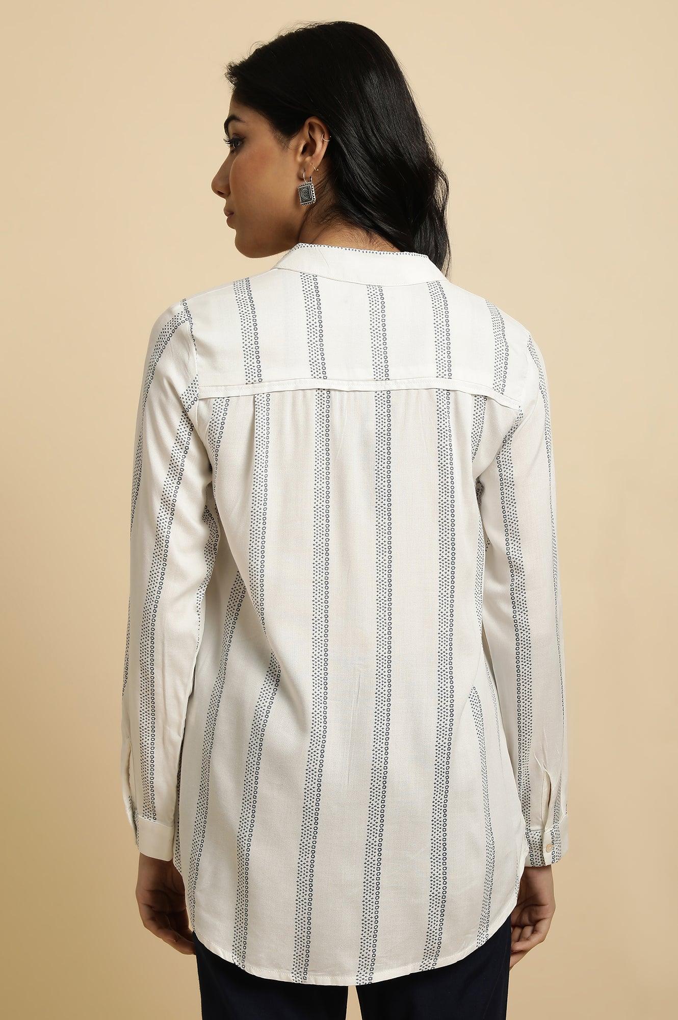 Ecru Printed Summer Shirt - Image 2