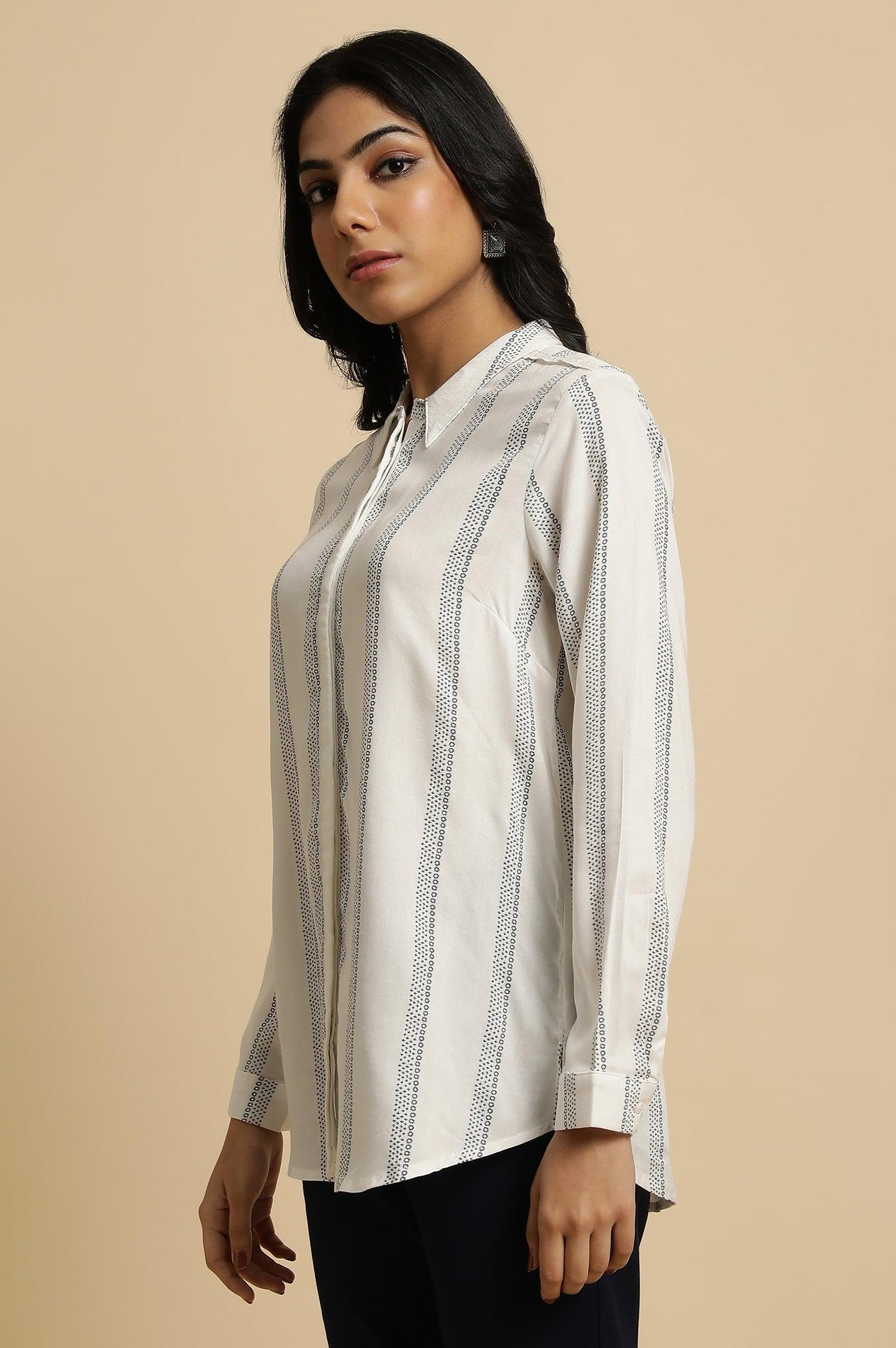 Ecru Printed Summer Shirt - Image 3
