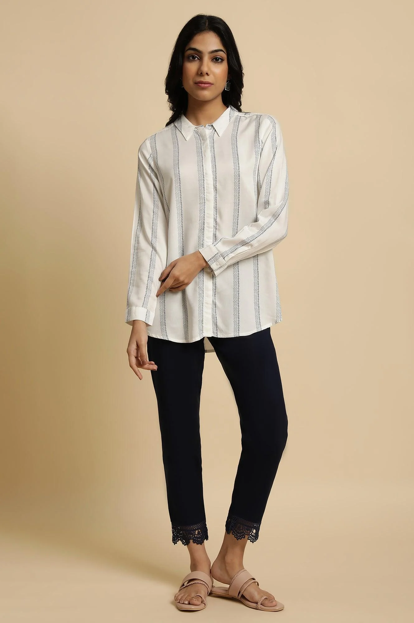 Ecru Printed Summer Shirt - Image 5