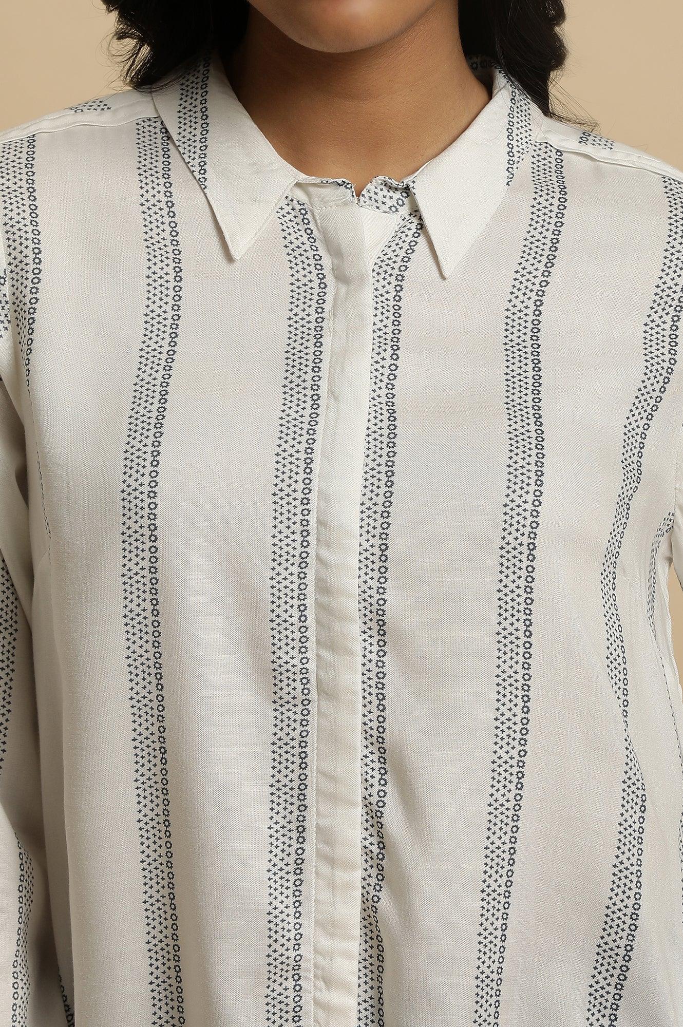 Ecru Printed Summer Shirt - Image 7