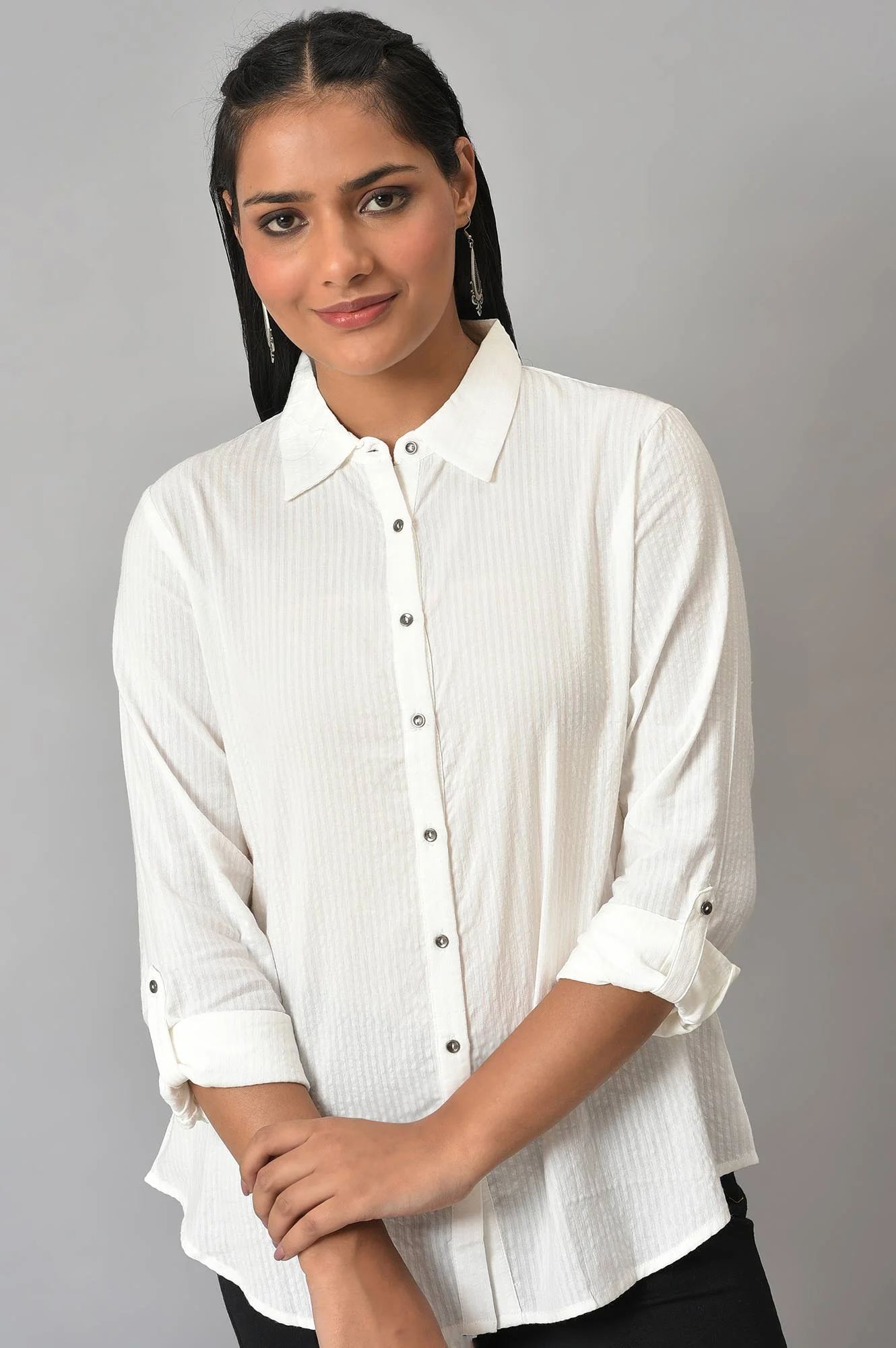 Ecru Shirt Collar Top - Image 5
