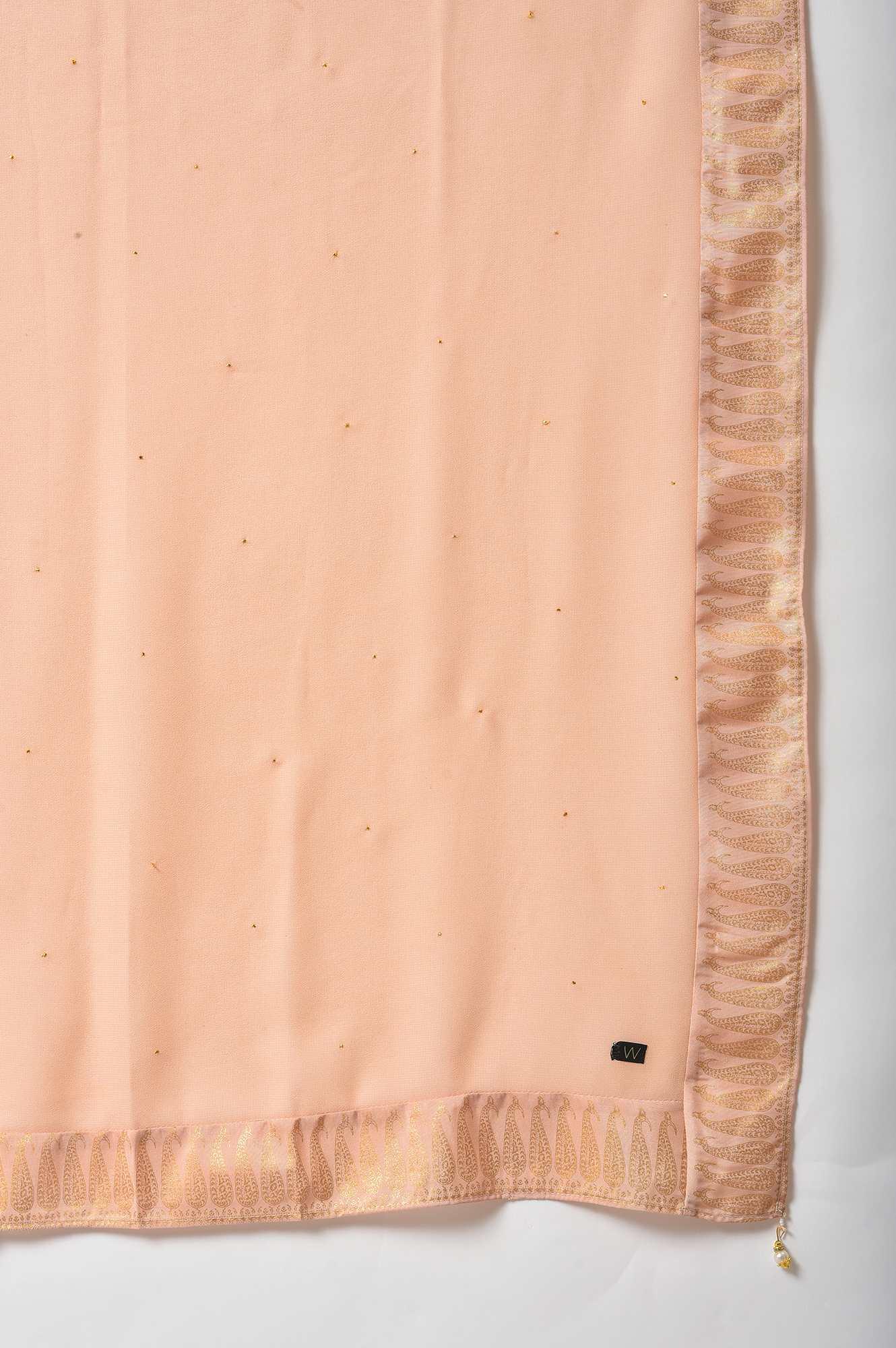 Ecru Short kurta And Pink Sharara With Dupatta Festive Set - Image 9