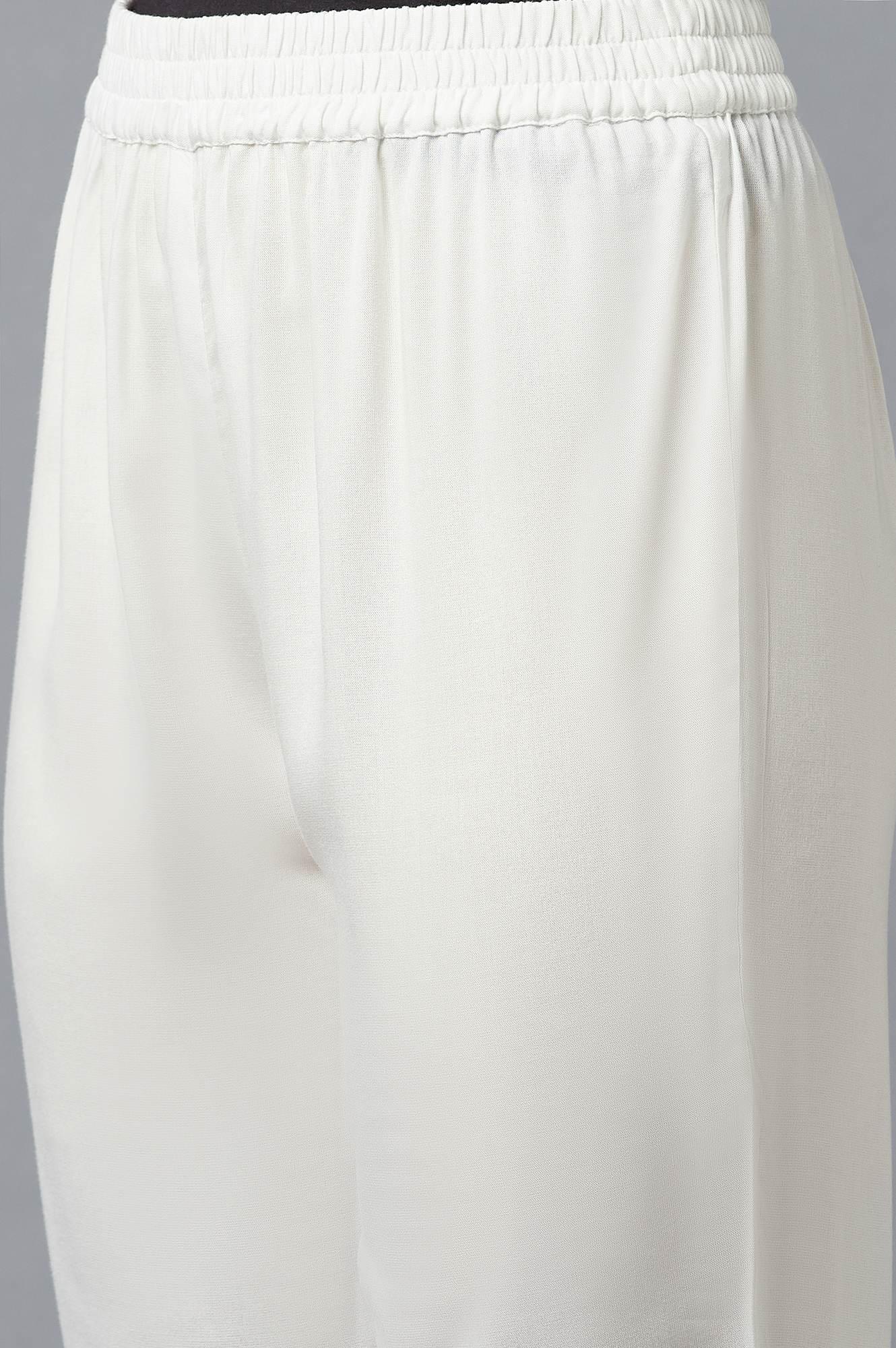 Ecru Straight Silhouette Slim Pants - Image 6