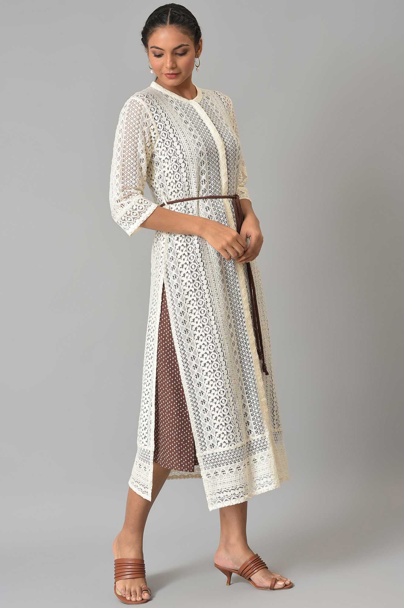 Ecru Western Lace Embroidered Jacket - Image 4