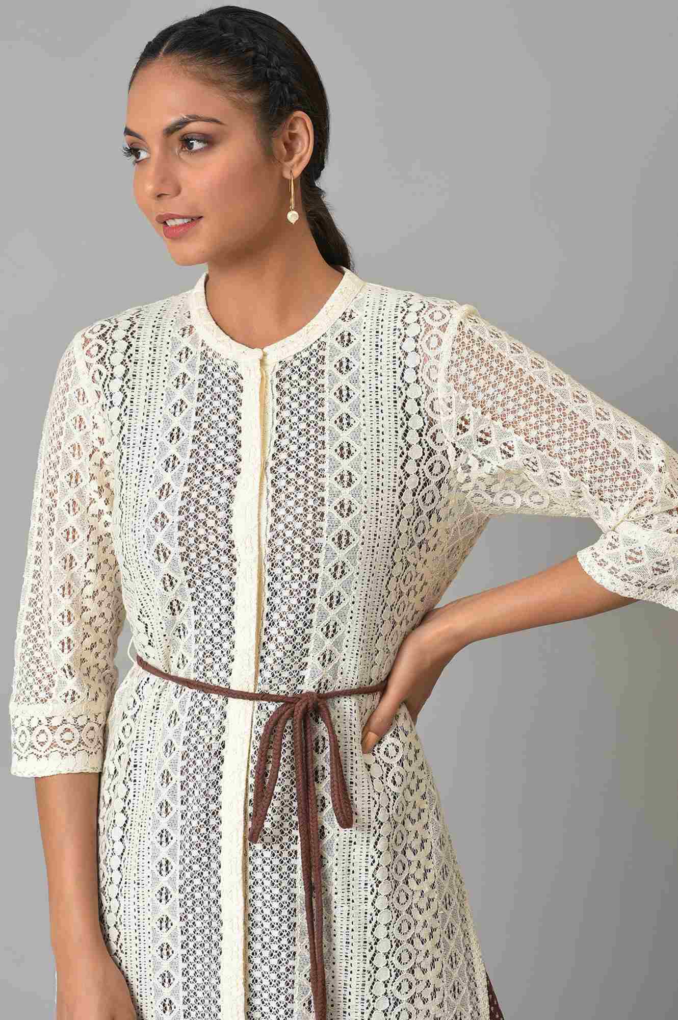 Ecru Western Lace Embroidered Jacket - Image 5