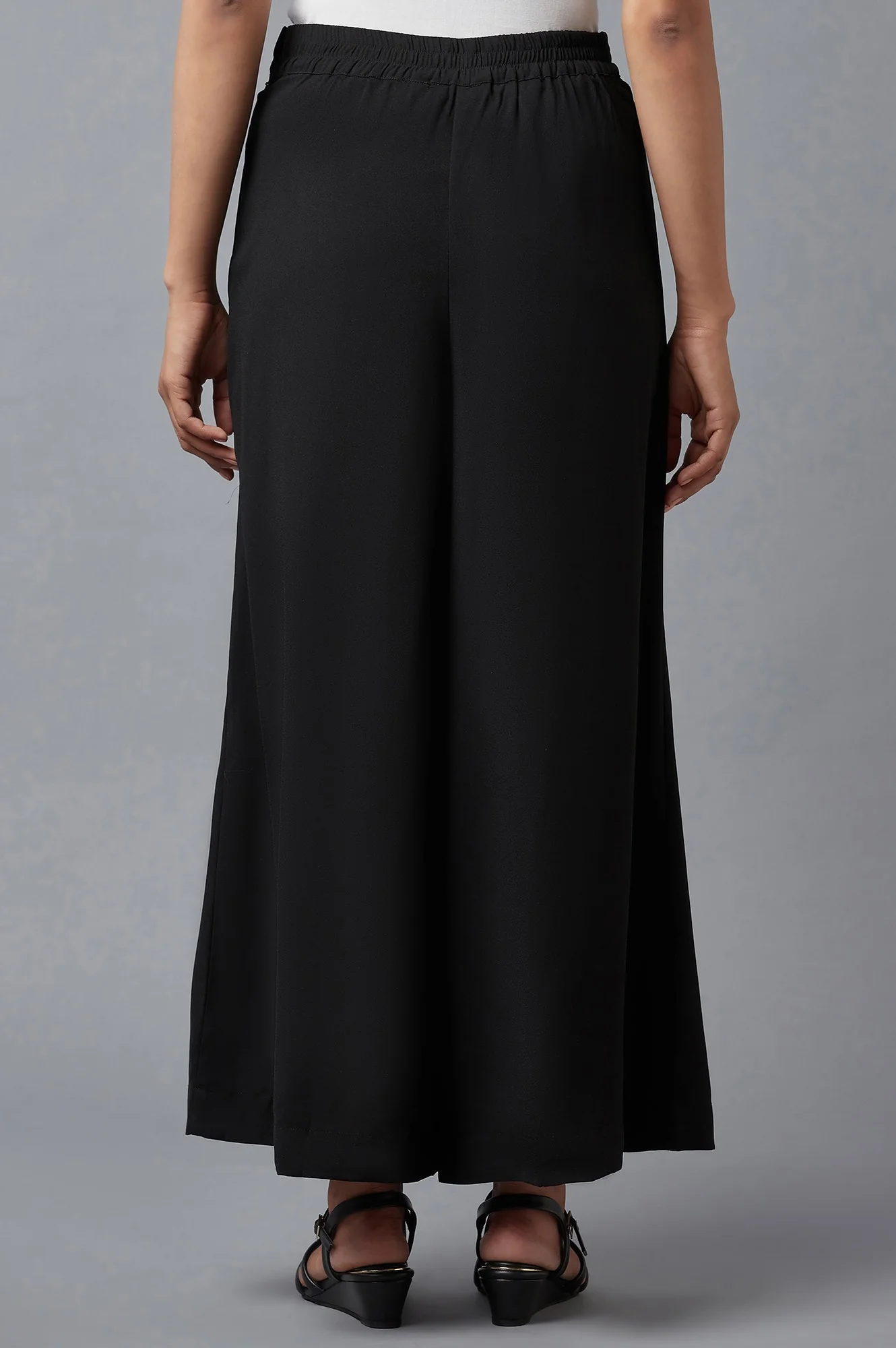 Black Wide Leg Moss Flared Pants - Image 2