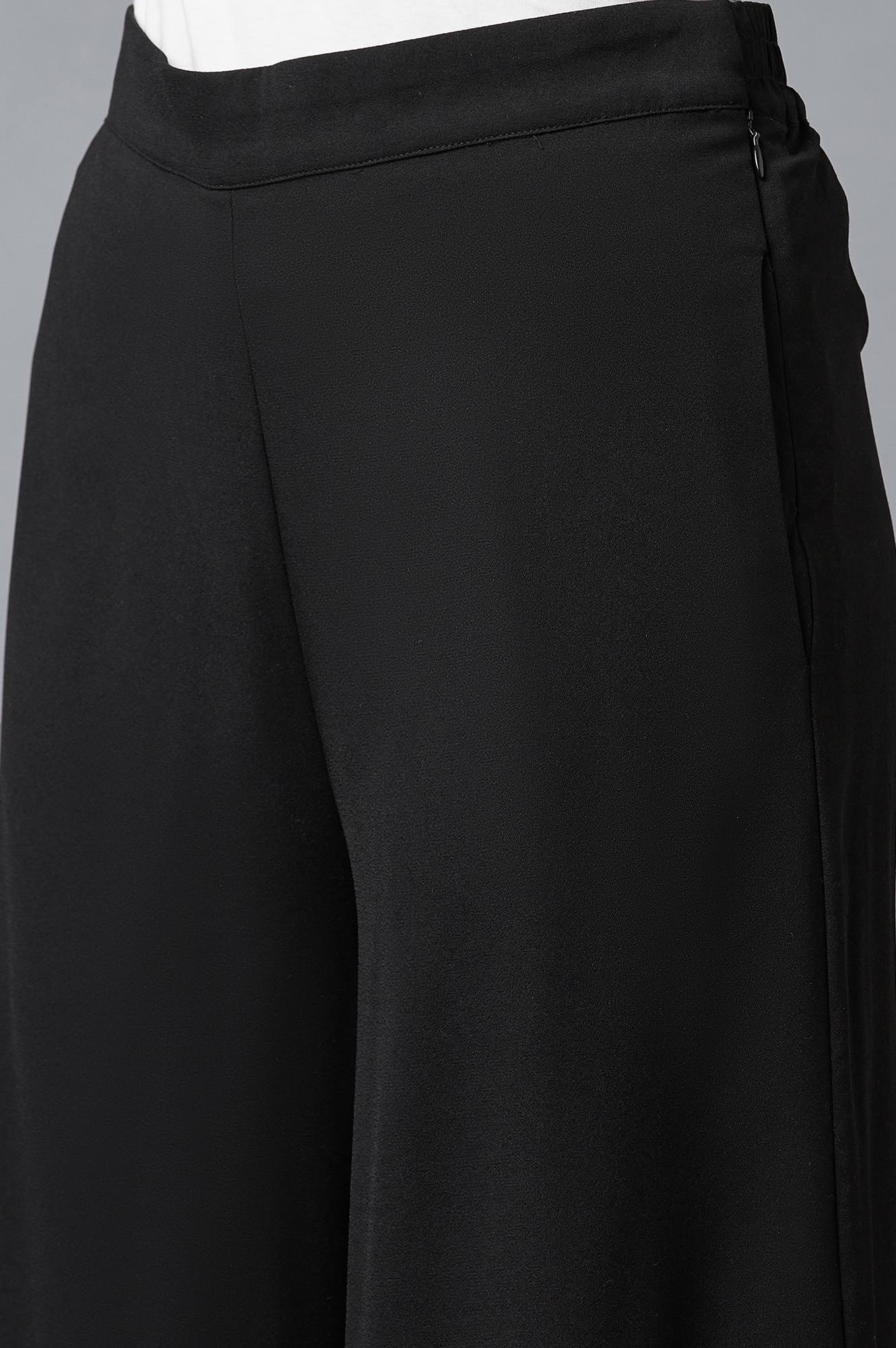 Black Wide Leg Moss Flared Pants - Image 6