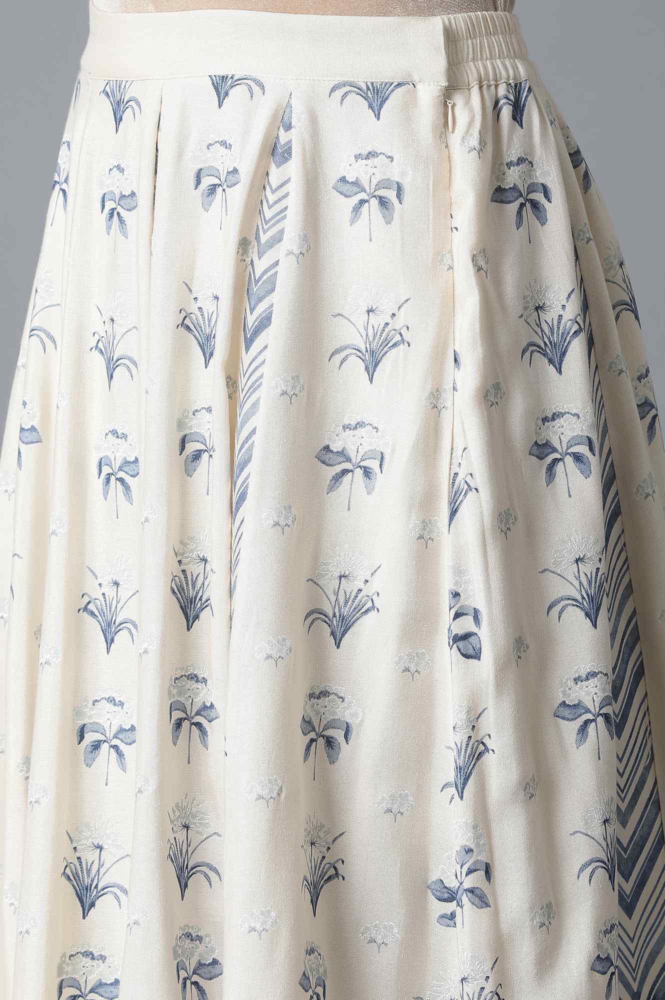 Ecru with Blue Print Skirt - Image 6