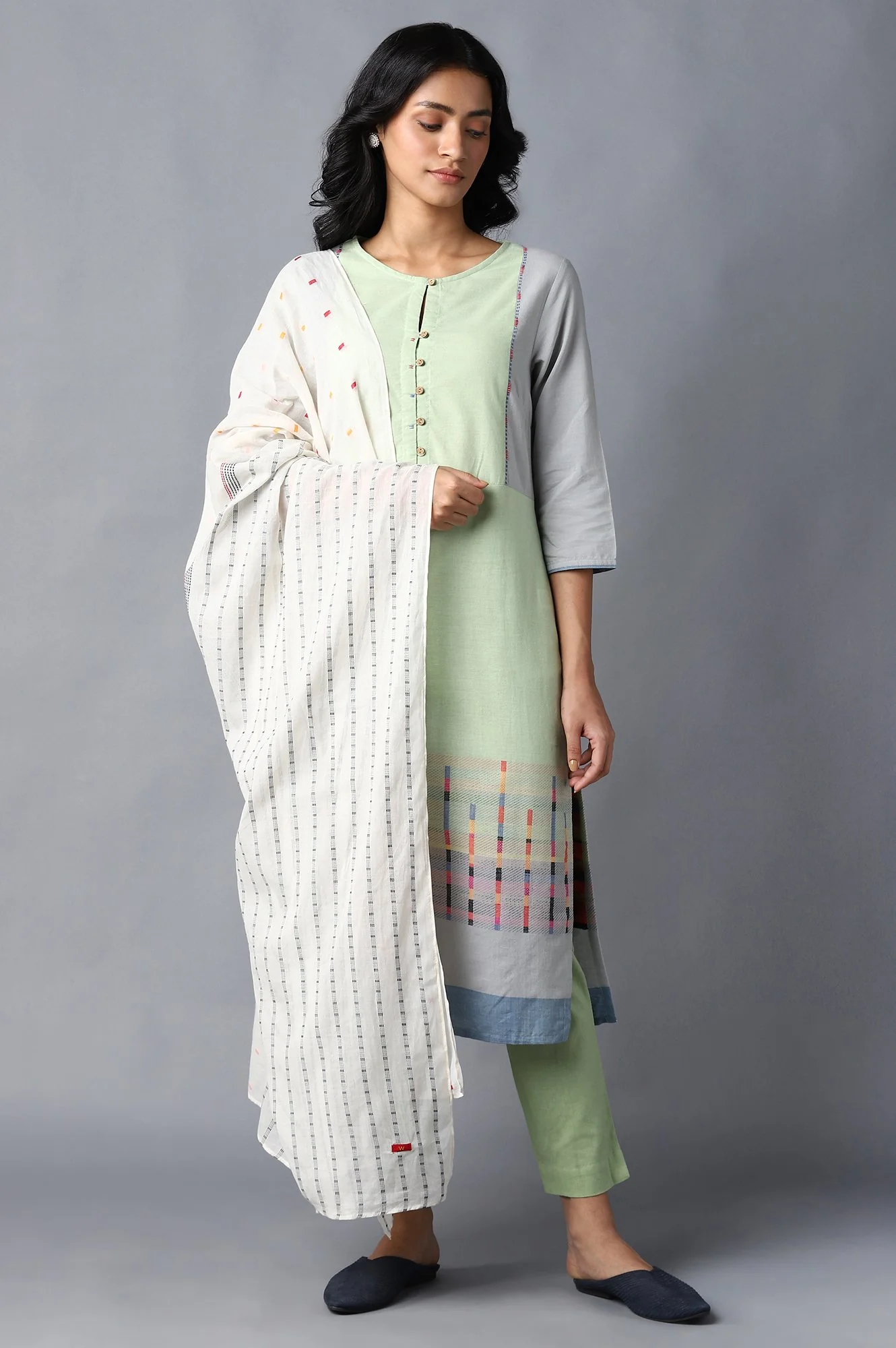 Ecru Yarn Dyed Dupatta - Image 3