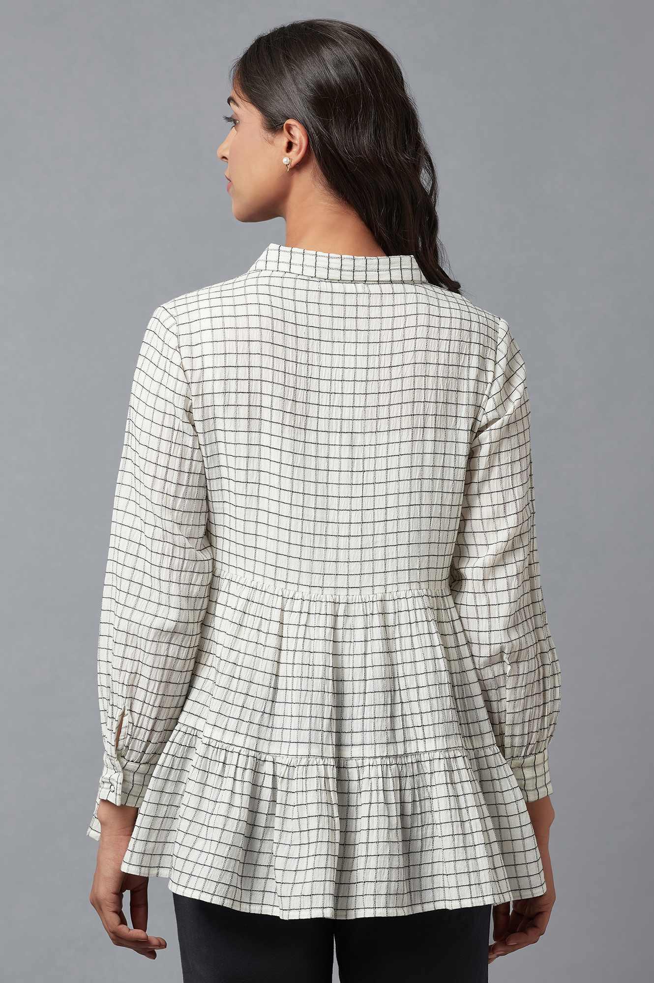 Ecru Yarn Dyed Tiered Shirt - Image 2