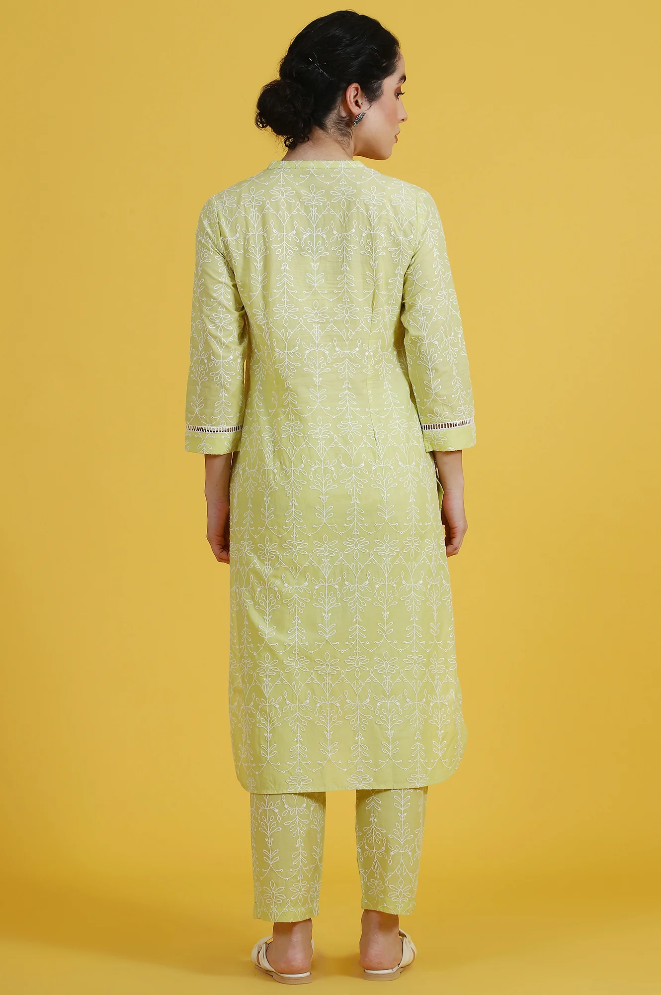 Embroidered Lace Pure Cotton Straight Kurta & Straight pant Set - Image 6