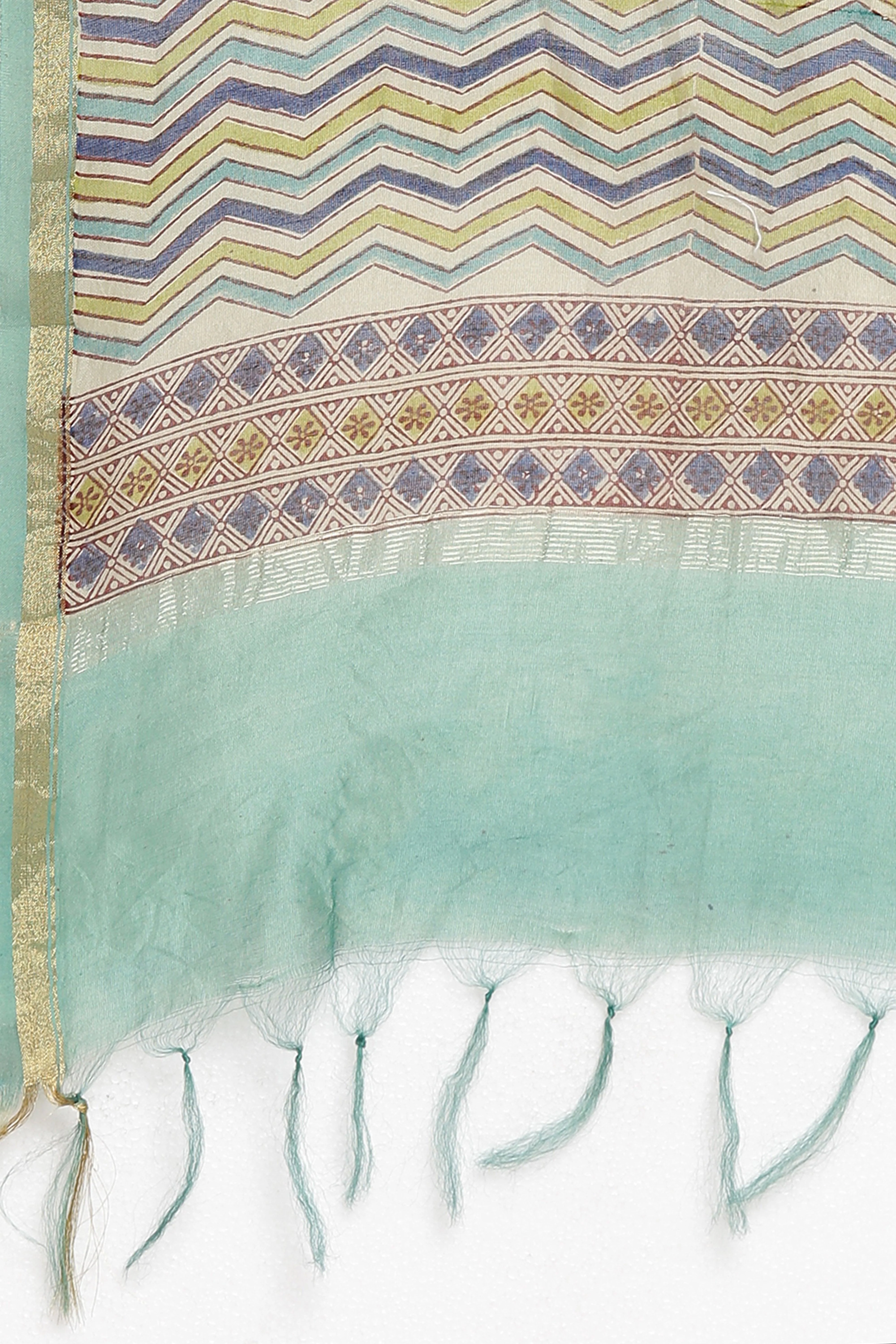 Floral Multicoloured Printed Cotton Silk Drape - Image 4