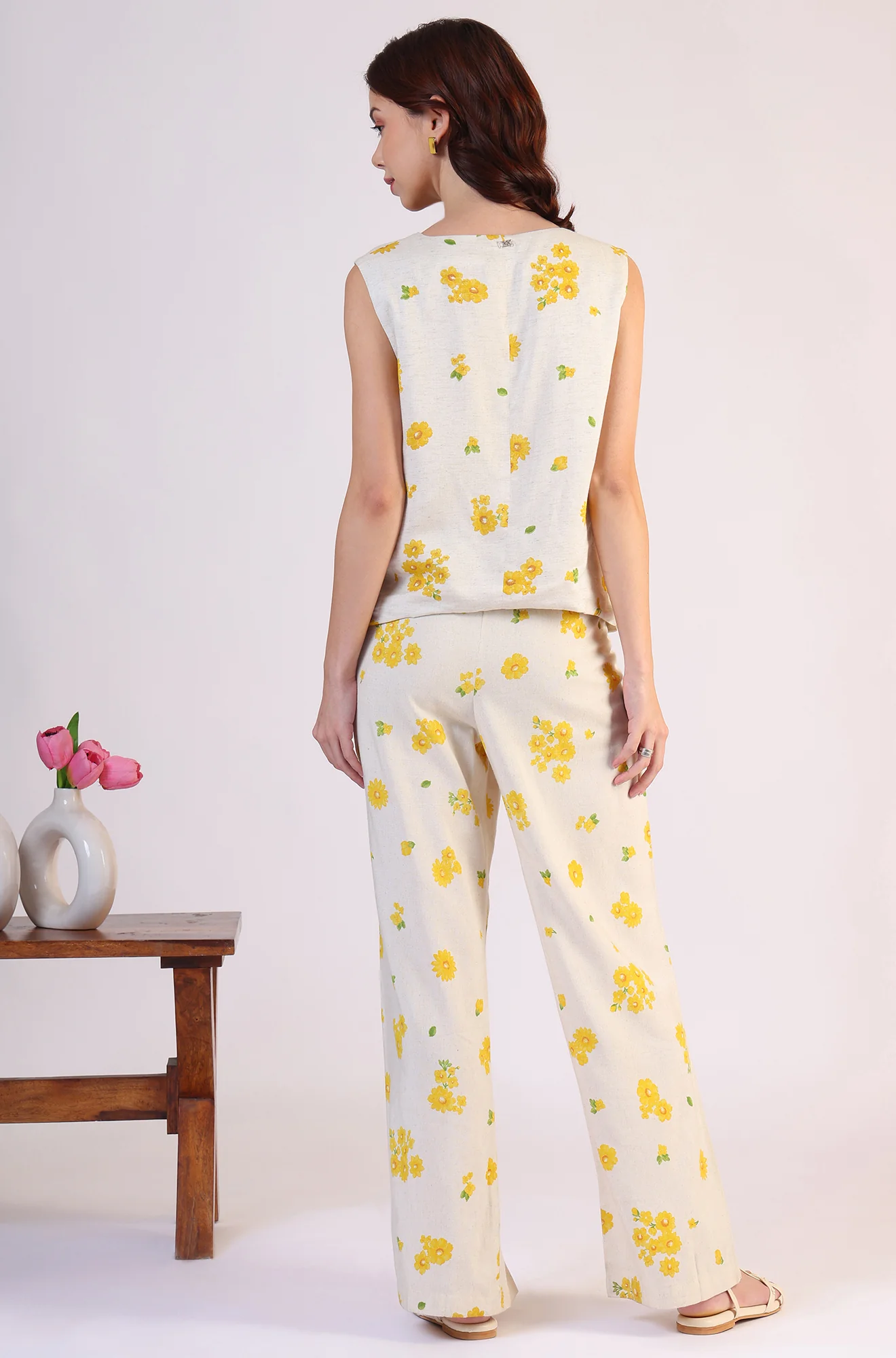 Floral Printed Rayon Top & Parallel Pant Co-Ord Set - Image 6