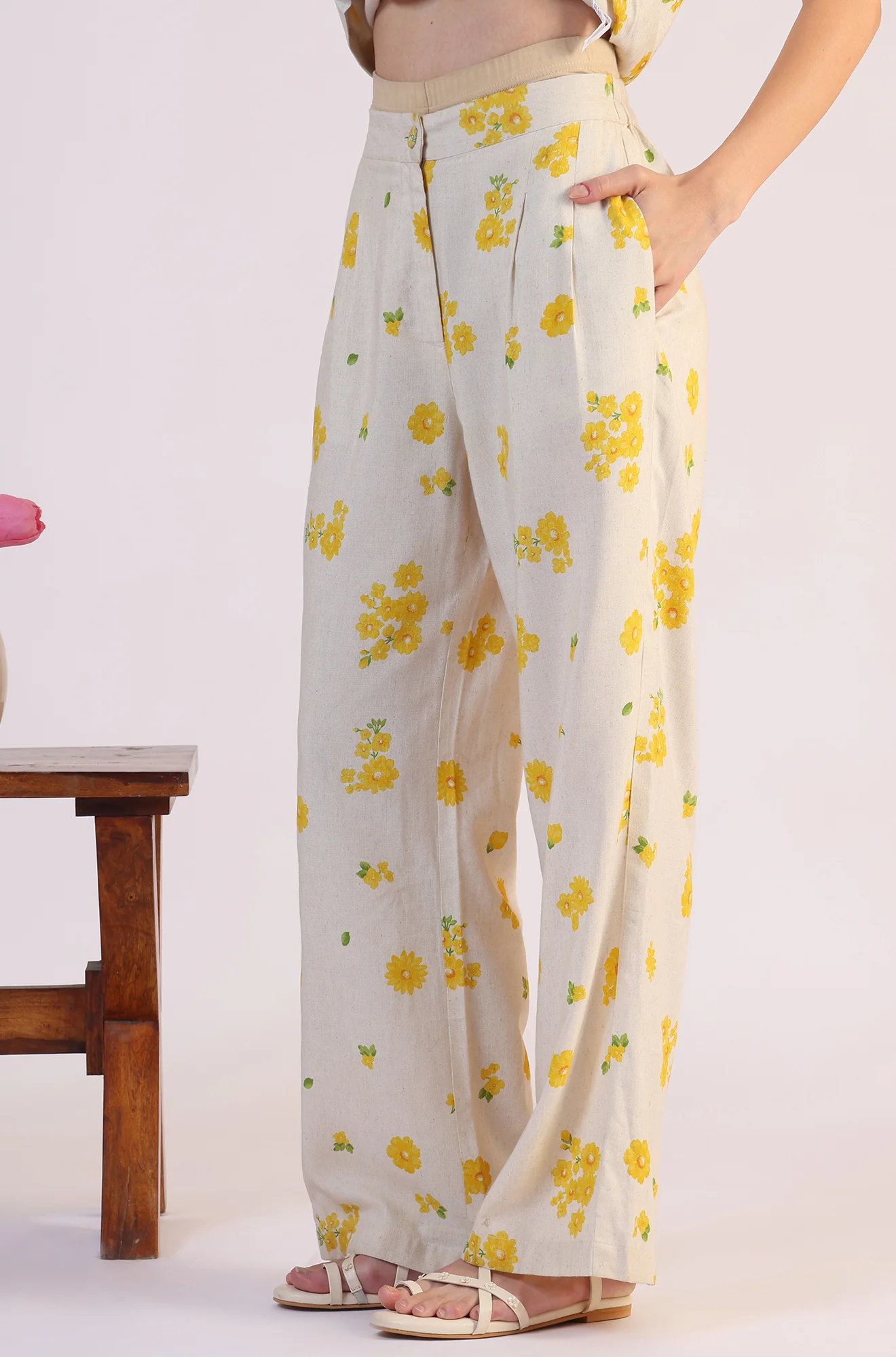 Floral Printed Rayon Top & Parallel Pant Co-Ord Set - Image 8