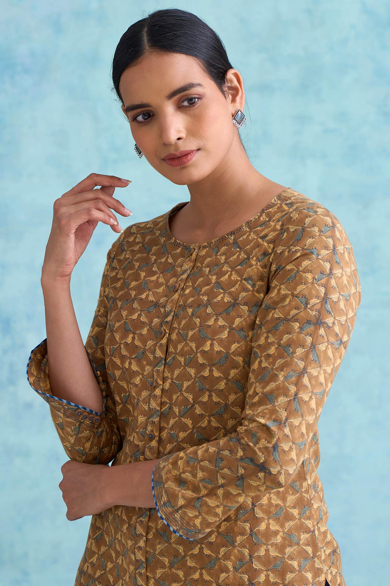 Folksong By W Brown Handblock Print Cotton kurta - Image 6