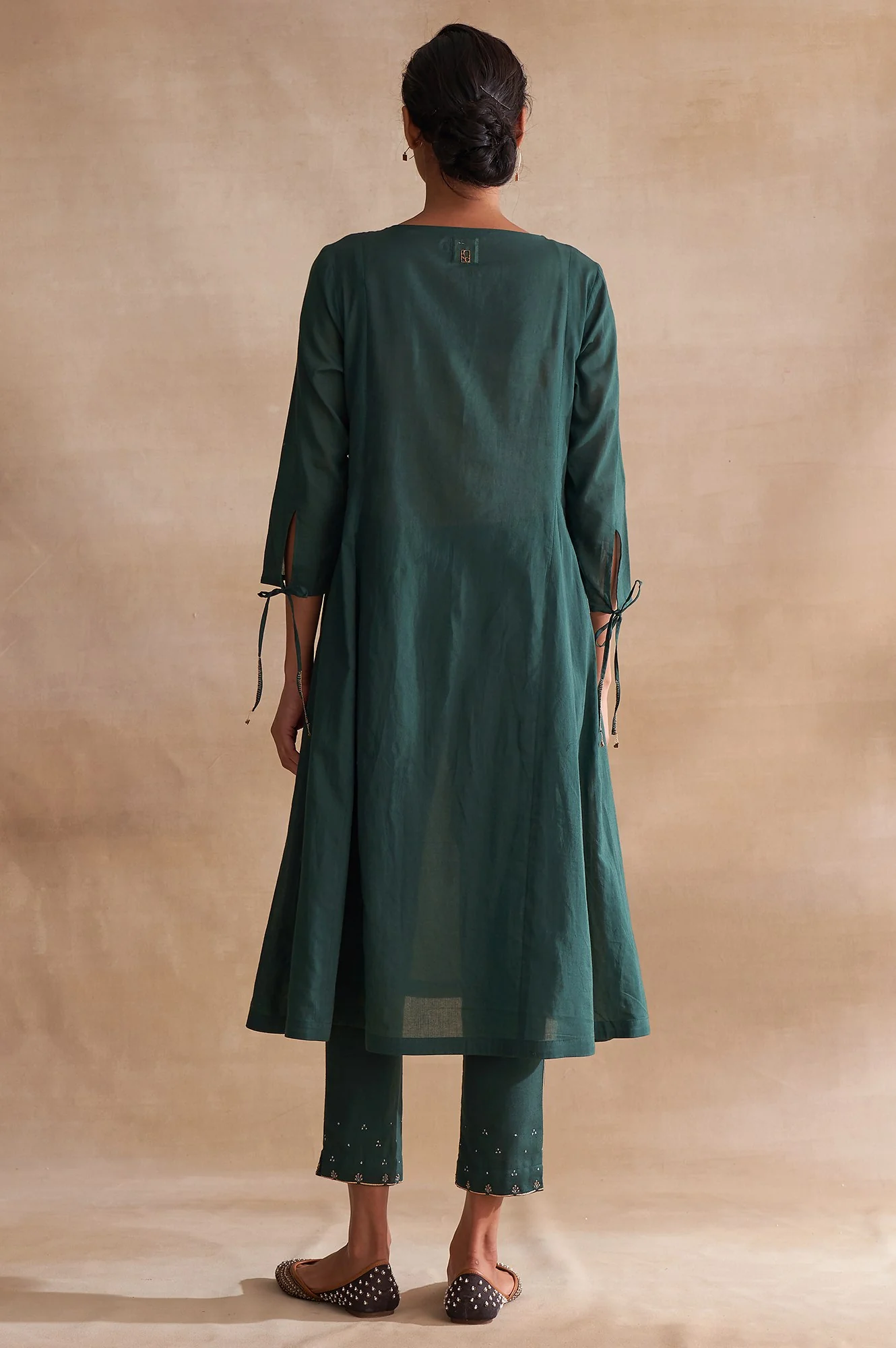 Folksong By W Dark Green Embroidered Voile kurta - Image 2
