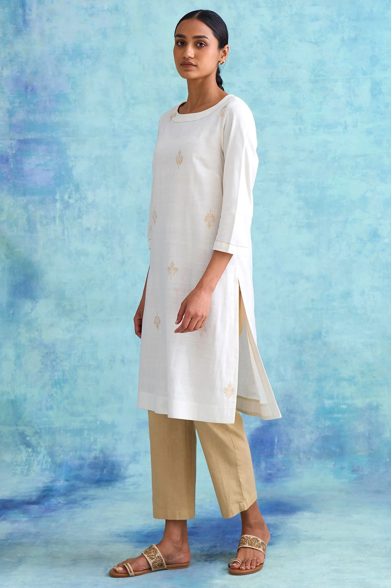 Folksong By W Ecru Handwoven kurta - Image 3