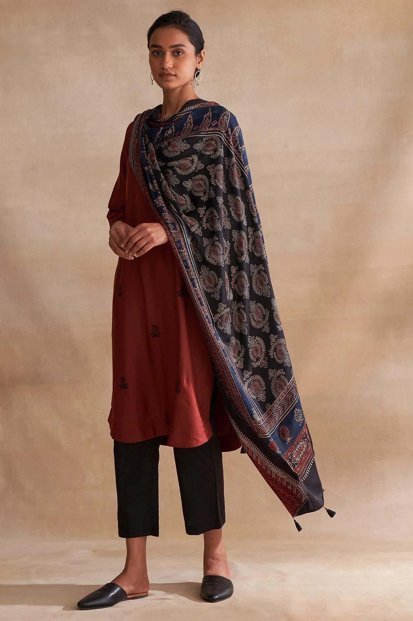 Multicoloured Ajrakh Print Dupatta - Image 2