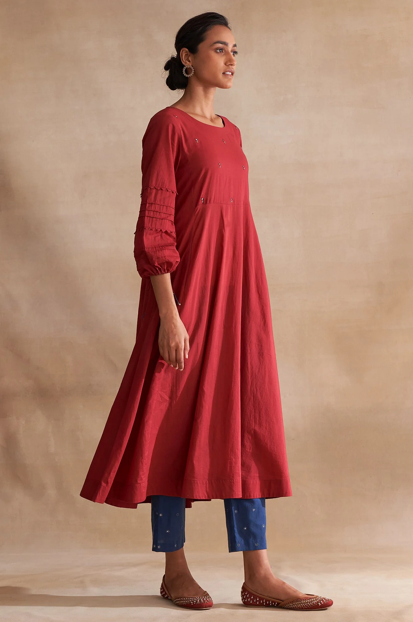 Folksong By W Red Longline Voile kurta - Image 4