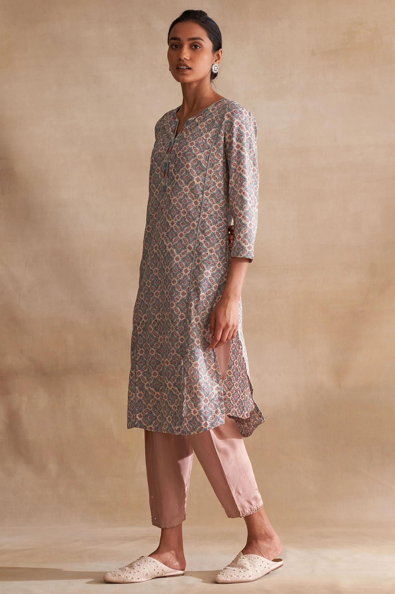 Folksong By W Soft Multicoloured Handblock Print kurta - Image 3