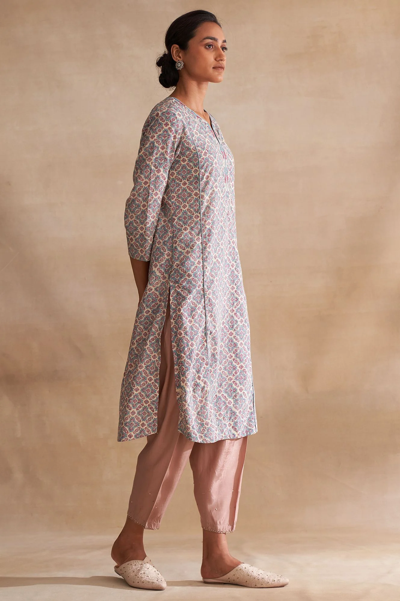 Folksong By W Soft Multicoloured Handblock Print kurta - Image 4