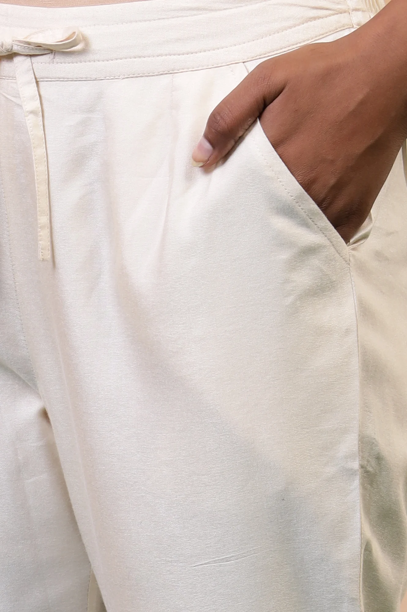Folksong New Pristine Chikankari Embroidered Viscose Blend Straight Pyjamas - Image 7