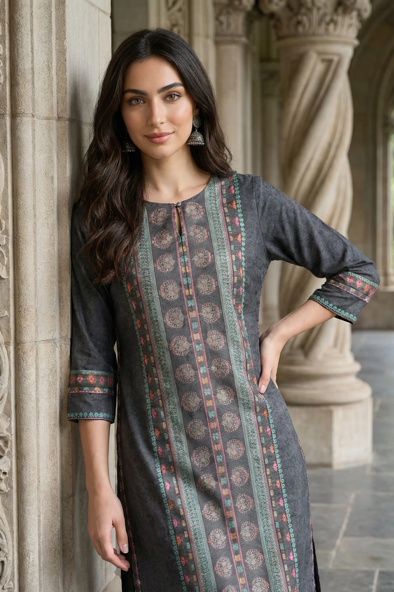 Forged Iron Grey Printed kurta - Image 2