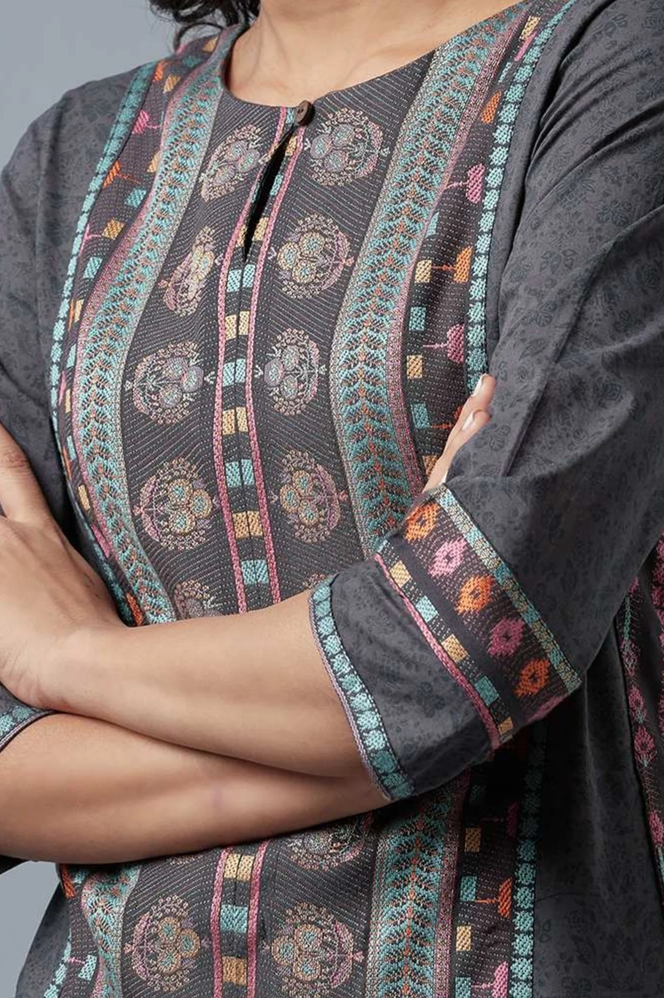 Forged Iron Grey Printed kurta - Image 3
