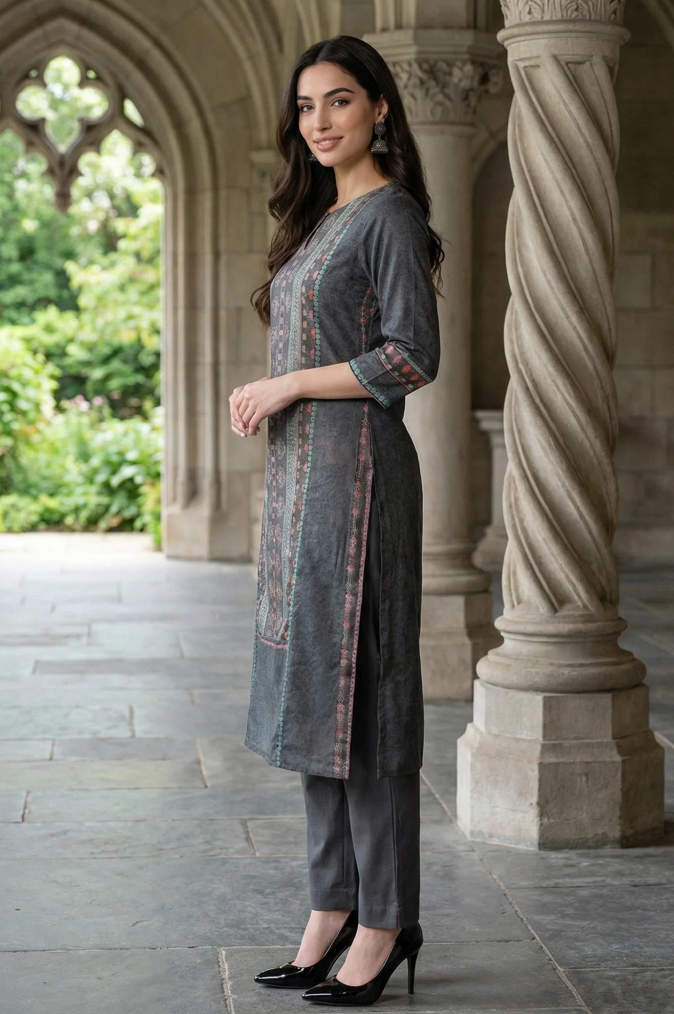 Forged Iron Grey Printed kurta - Image 4