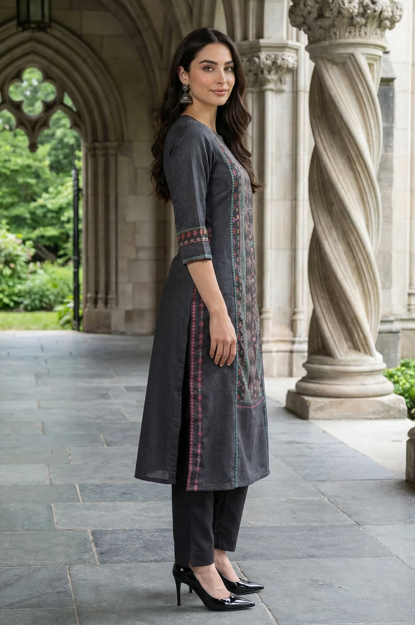 Forged Iron Grey Printed kurta - Image 6