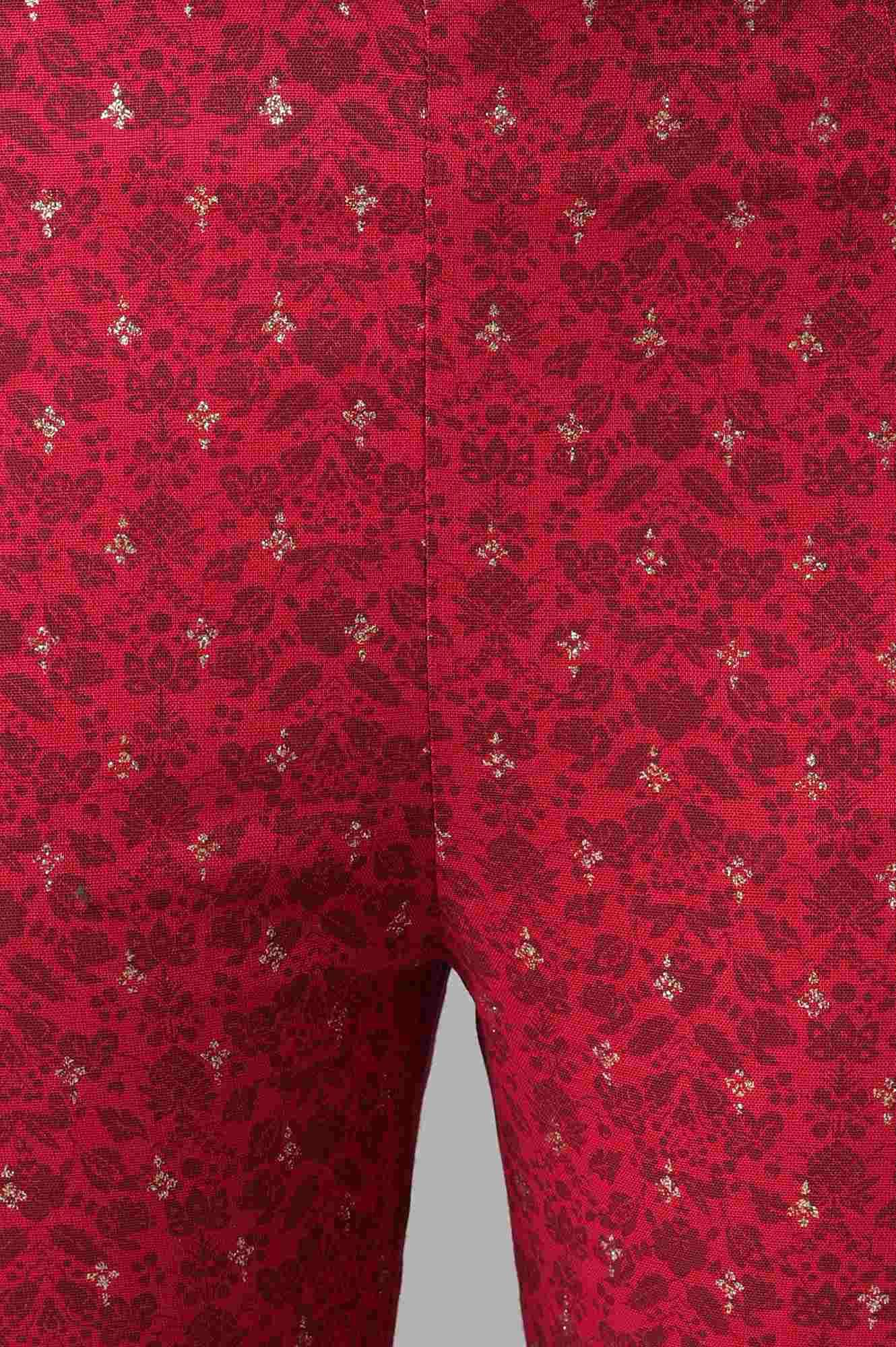 Fuchsia Pink Floral Printed Slim Pants - Image 6