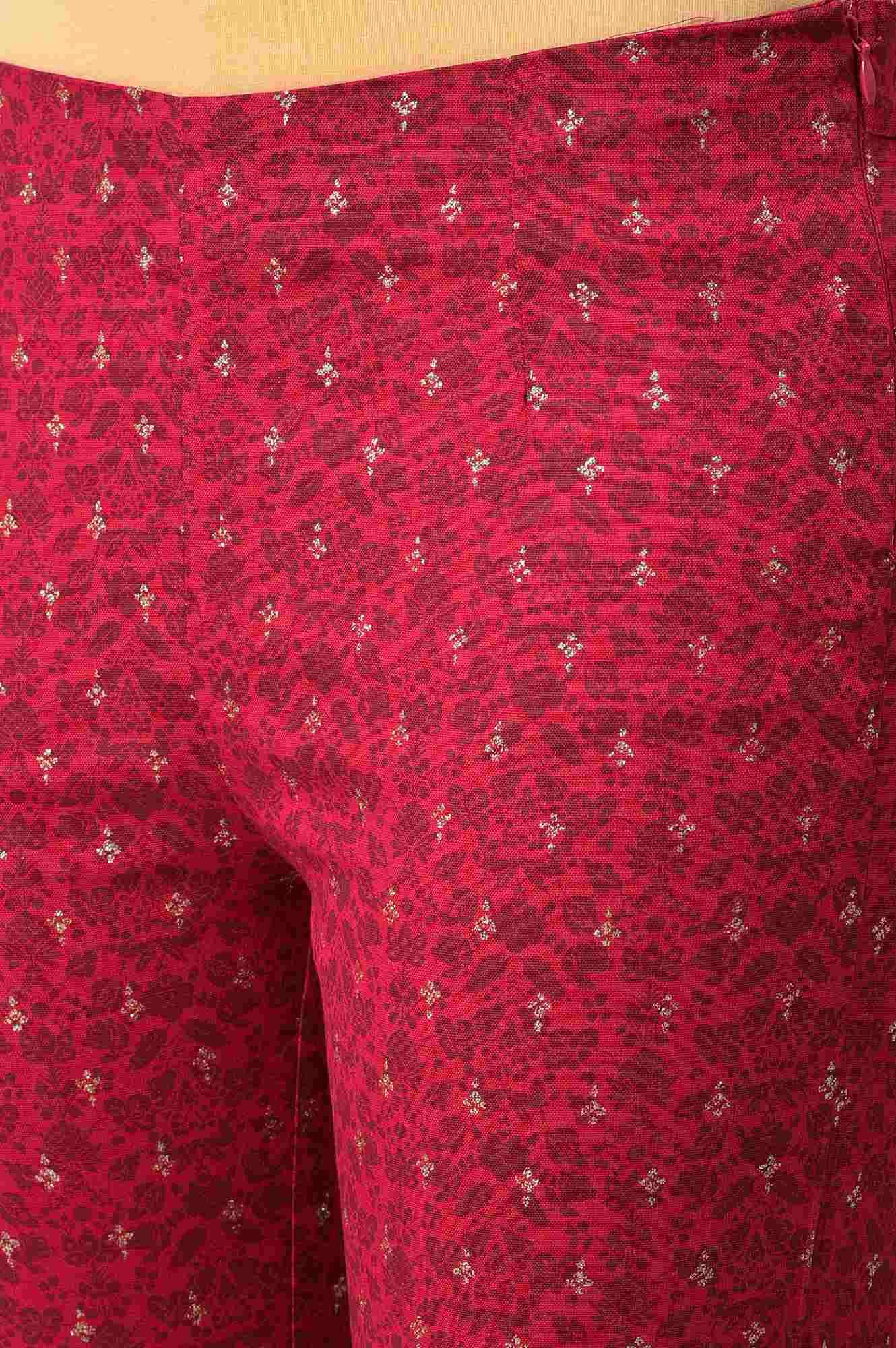 Fuchsia Pink Floral Printed Slim Pants - Image 7