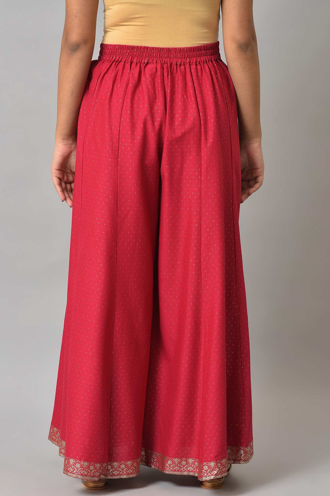 Fuchsia Pink Glitter Printed Culottes - Image 2
