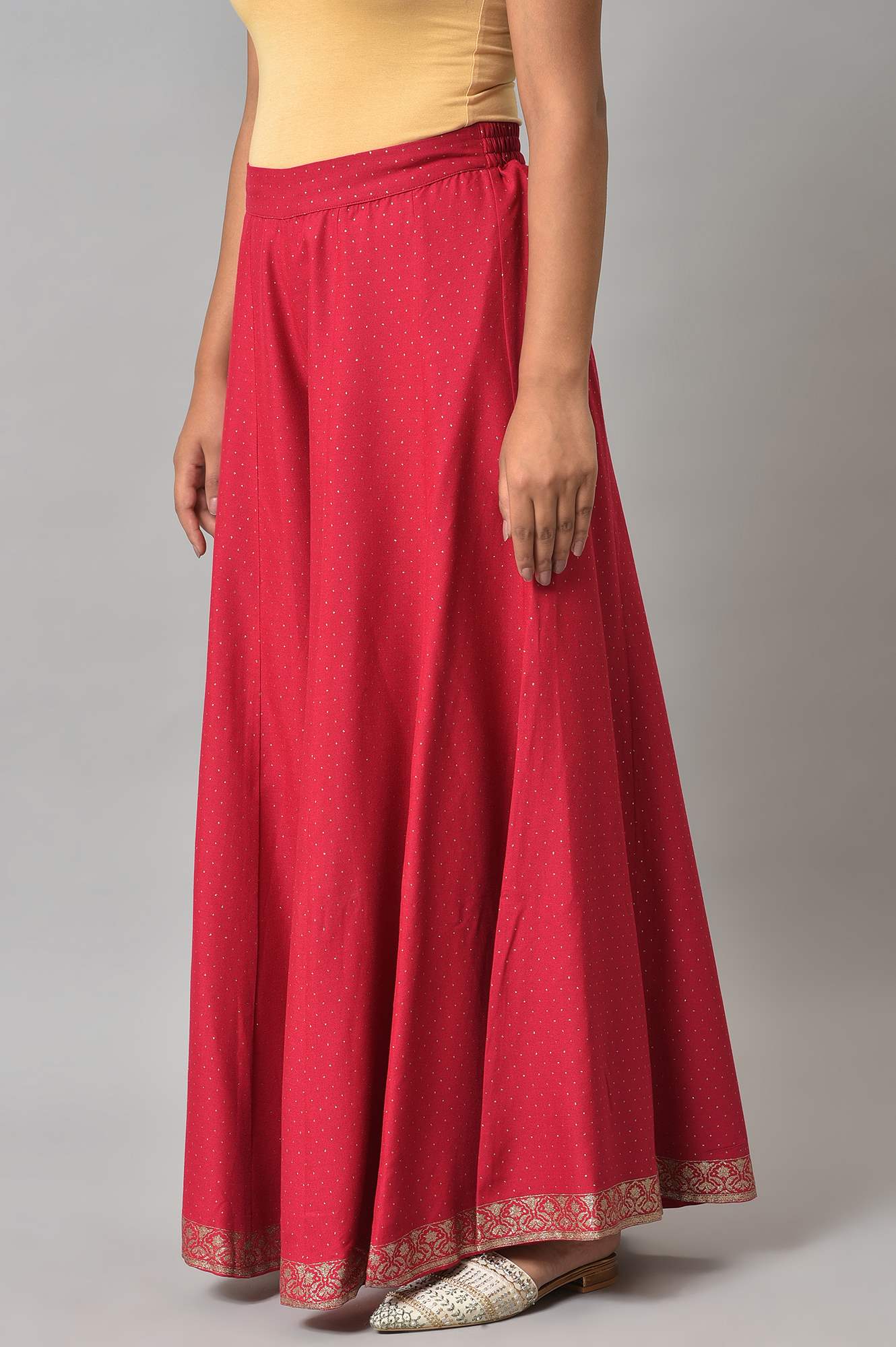 Fuchsia Pink Glitter Printed Culottes - Image 3