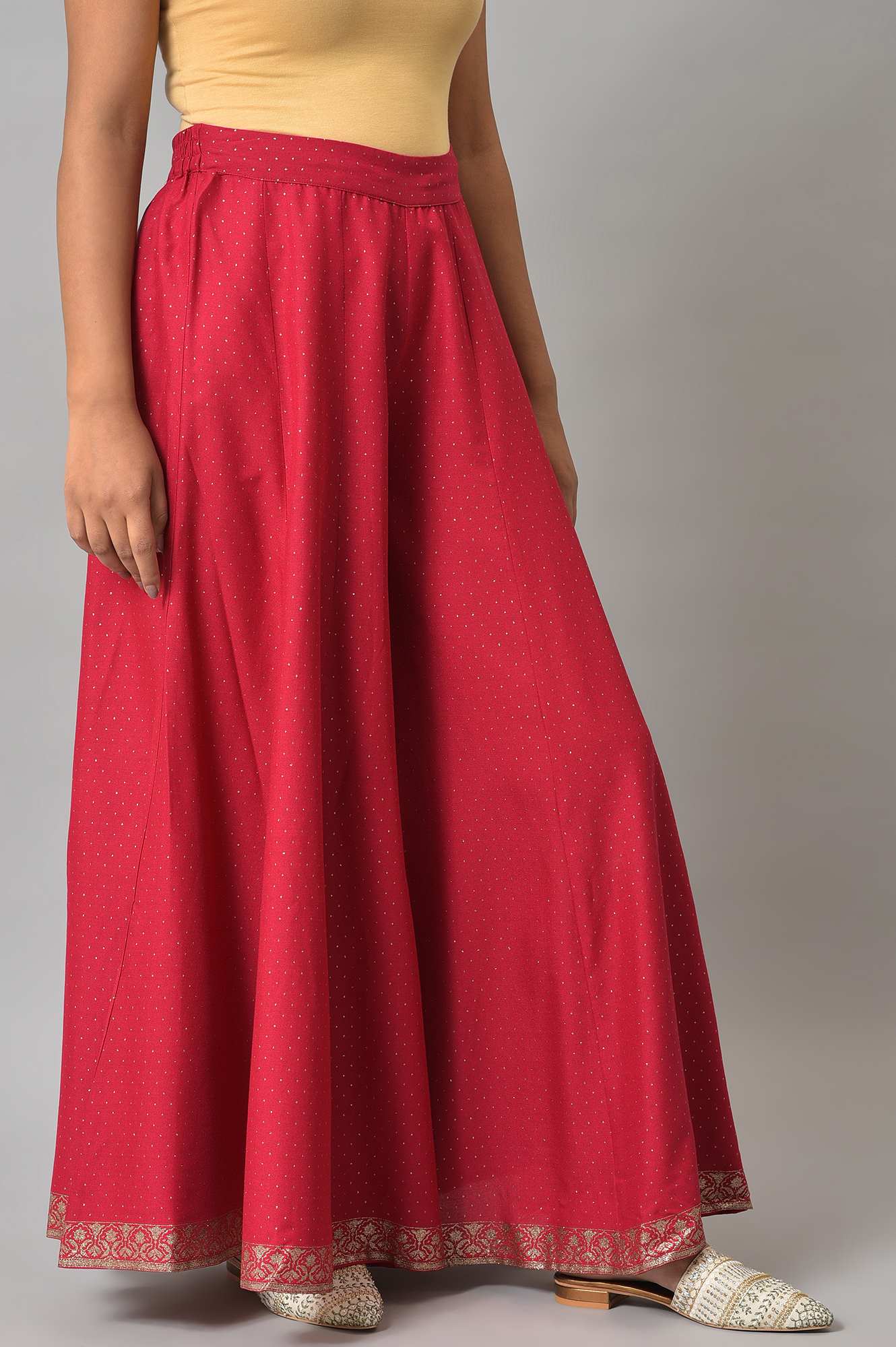 Fuchsia Pink Glitter Printed Culottes - Image 4