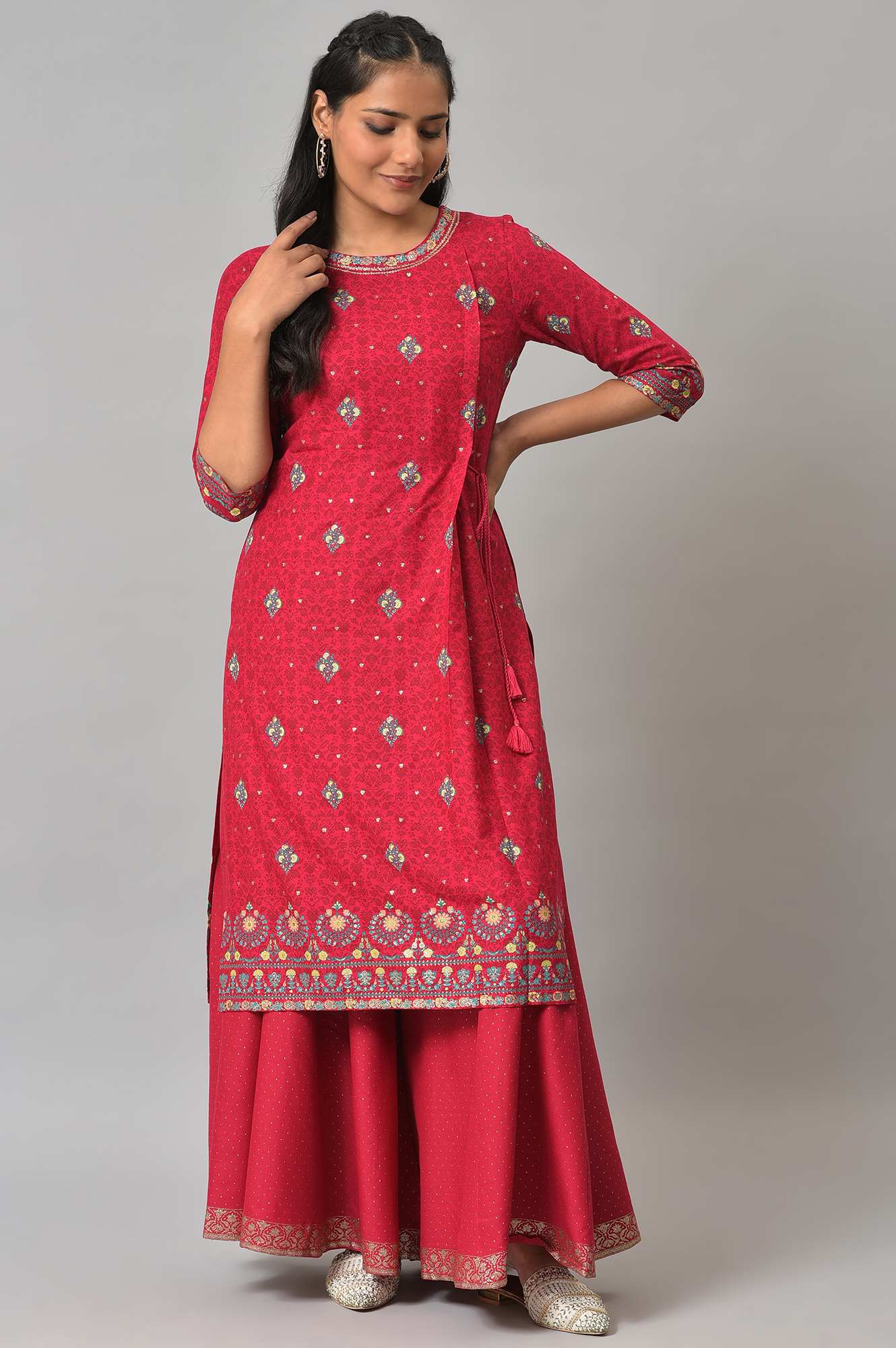 Fuchsia Pink Glitter Printed Culottes - Image 5