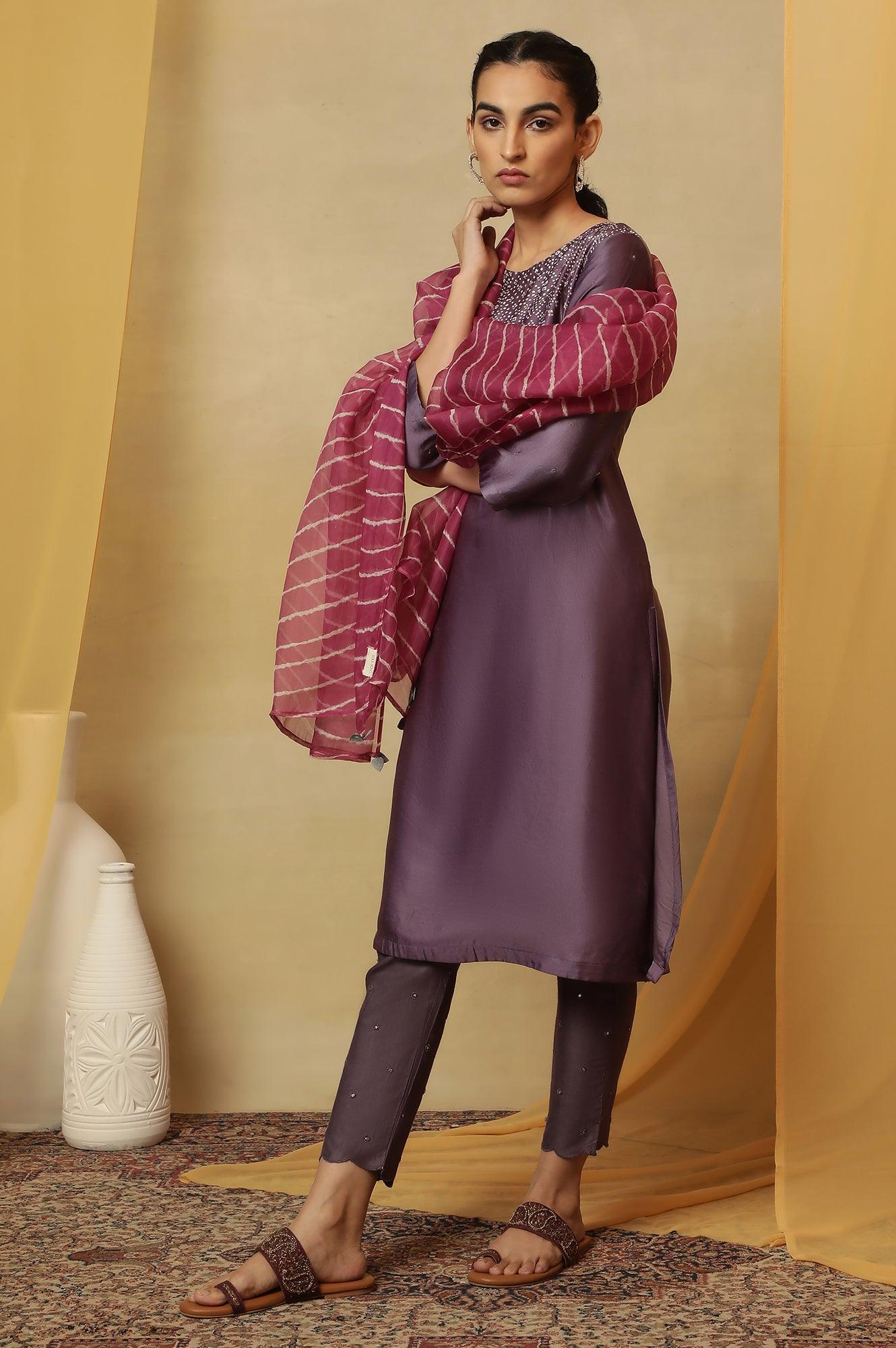 Fuschia Shibori Silk Organza Drape - Image 4