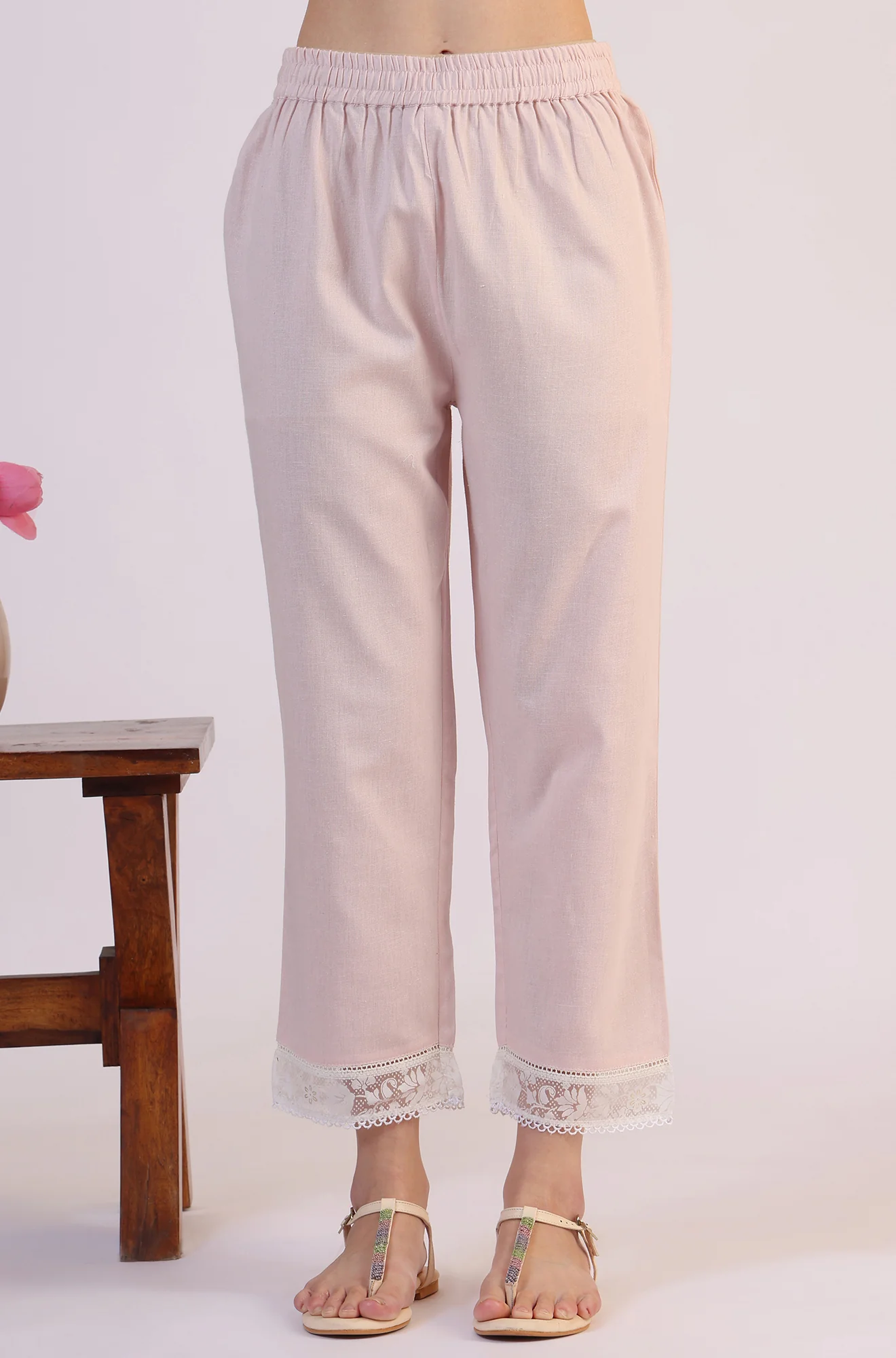 Pink Geometric Printed Anarkali Kota Kurta & Straight Pant With Dupatta Set - Image 9